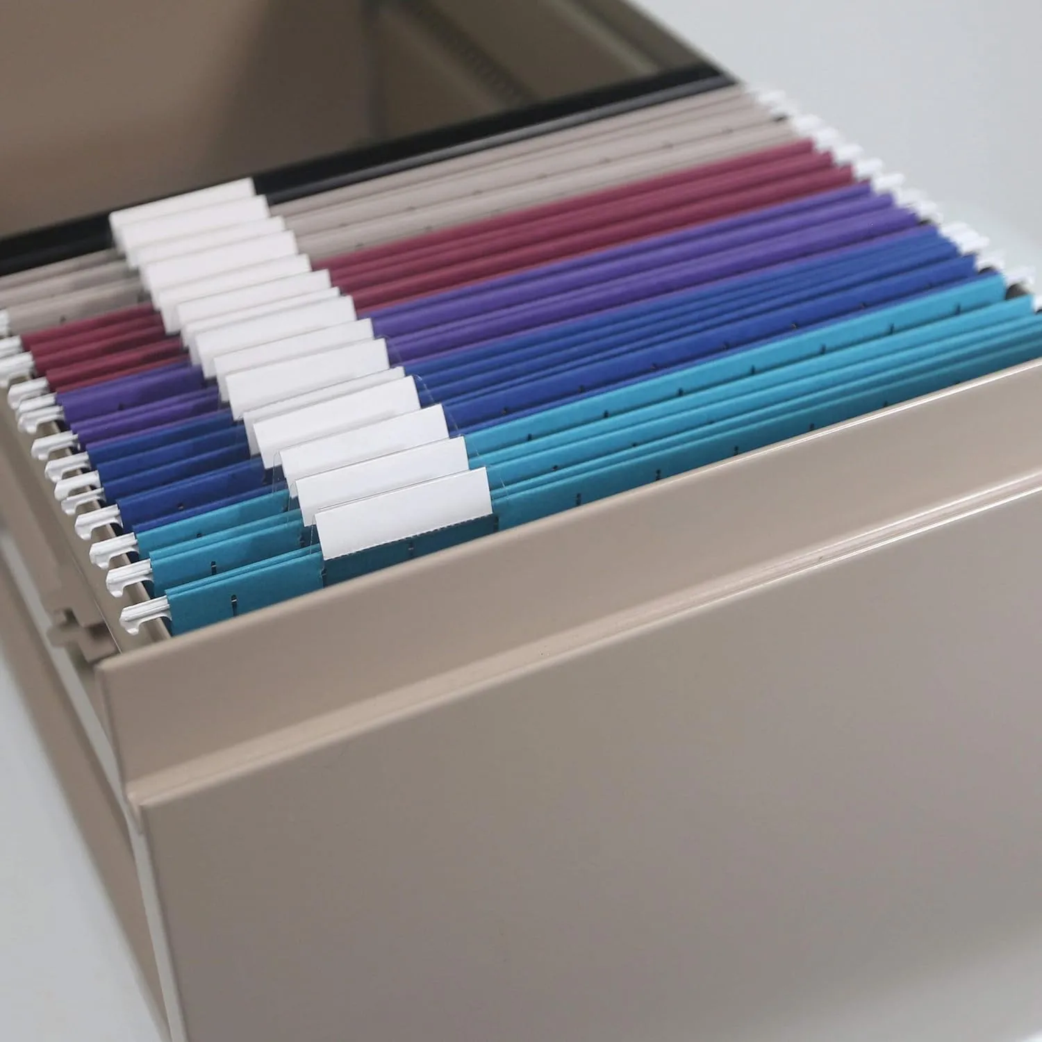 Smead Colored Hanging File Folder with Tab, 1/5-Cut Adjustable Tab, Letter Size, Assorted Jewel Tone Colors, 25 per Box (64056) 11-3/4" W x 9-1/4" H