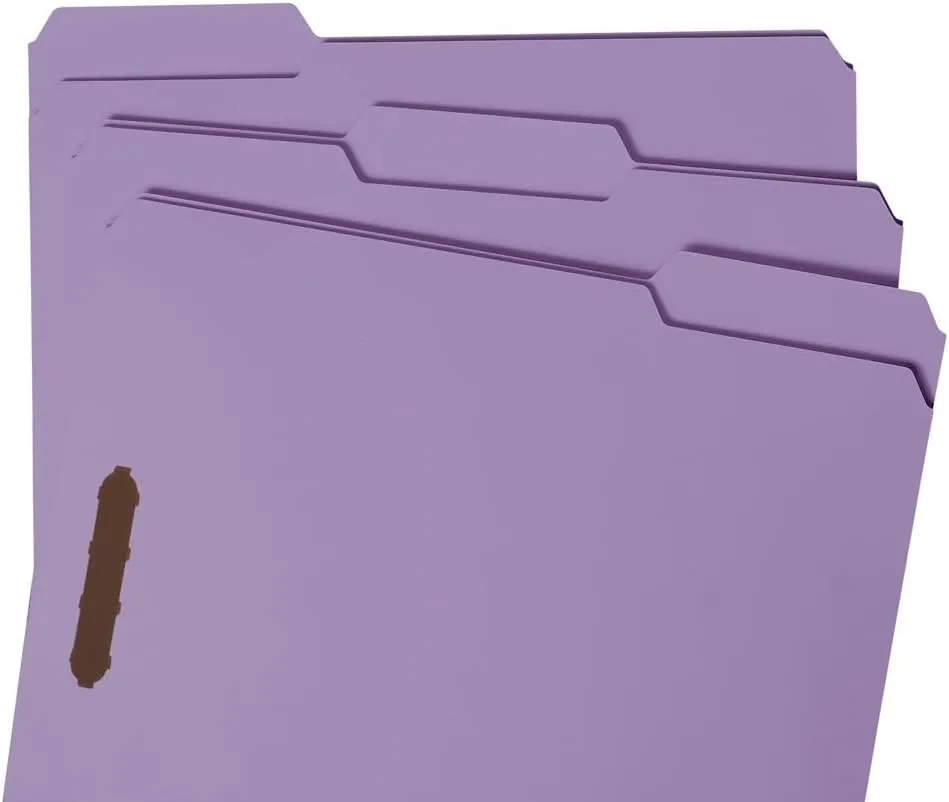 Smead Fastener File Folder, 2 Fasteners, Reinforced 1/3-Cut Tab, Letter Size, Lavender, 50 per Box (12440)