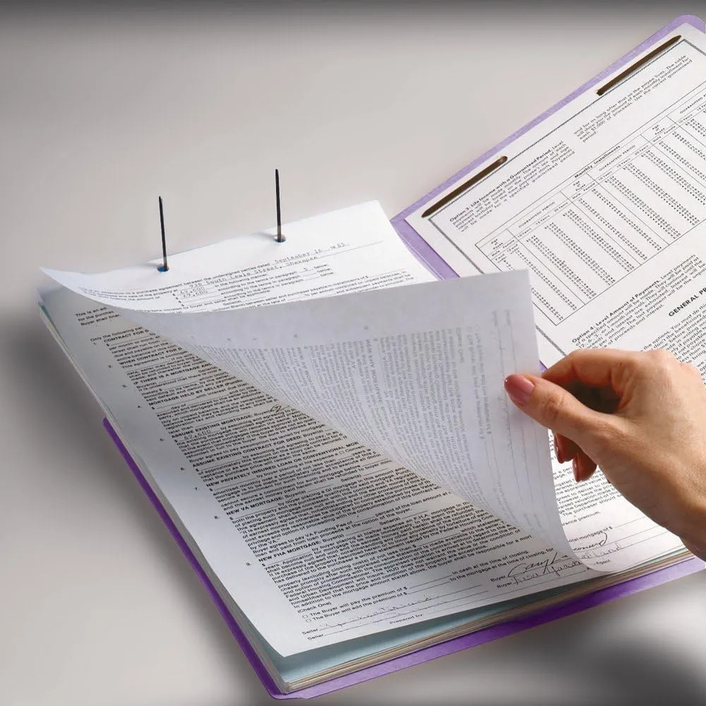 Smead Fastener File Folder, 2 Fasteners, Reinforced 1/3-Cut Tab, Letter Size, Lavender, 50 per Box (12440)