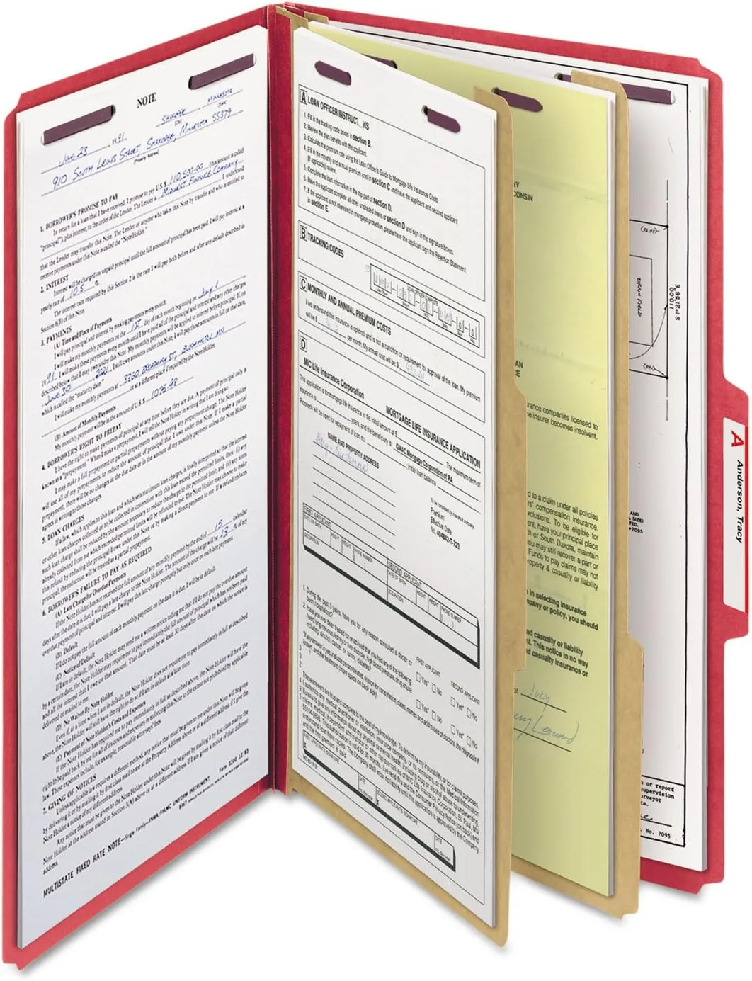 Smead 19031 Classification Folders, Legal Size, 6-Section, Bright Red, 10/Box