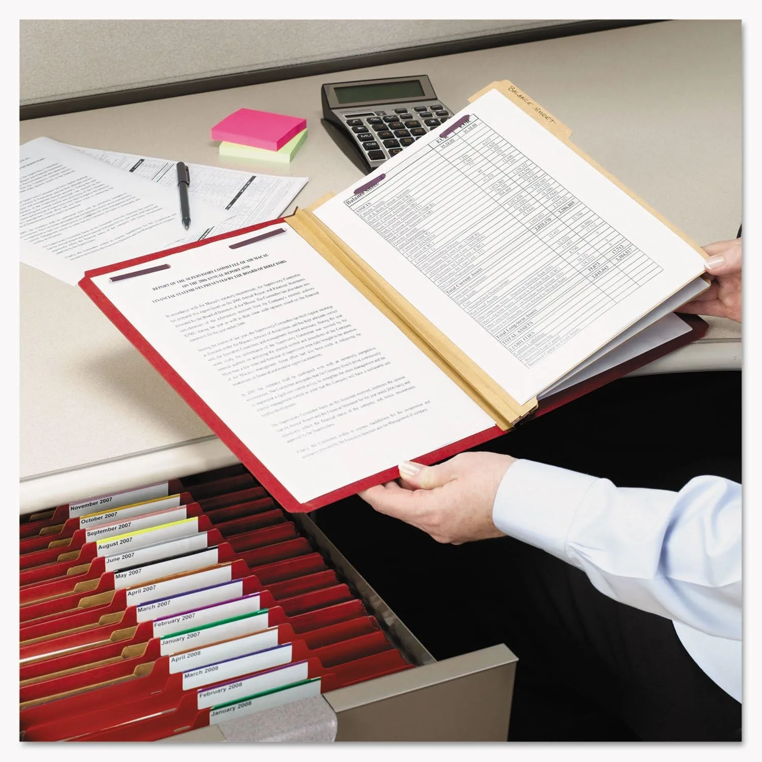 Smead 19031 Classification Folders, Legal Size, 6-Section, Bright Red, 10/Box