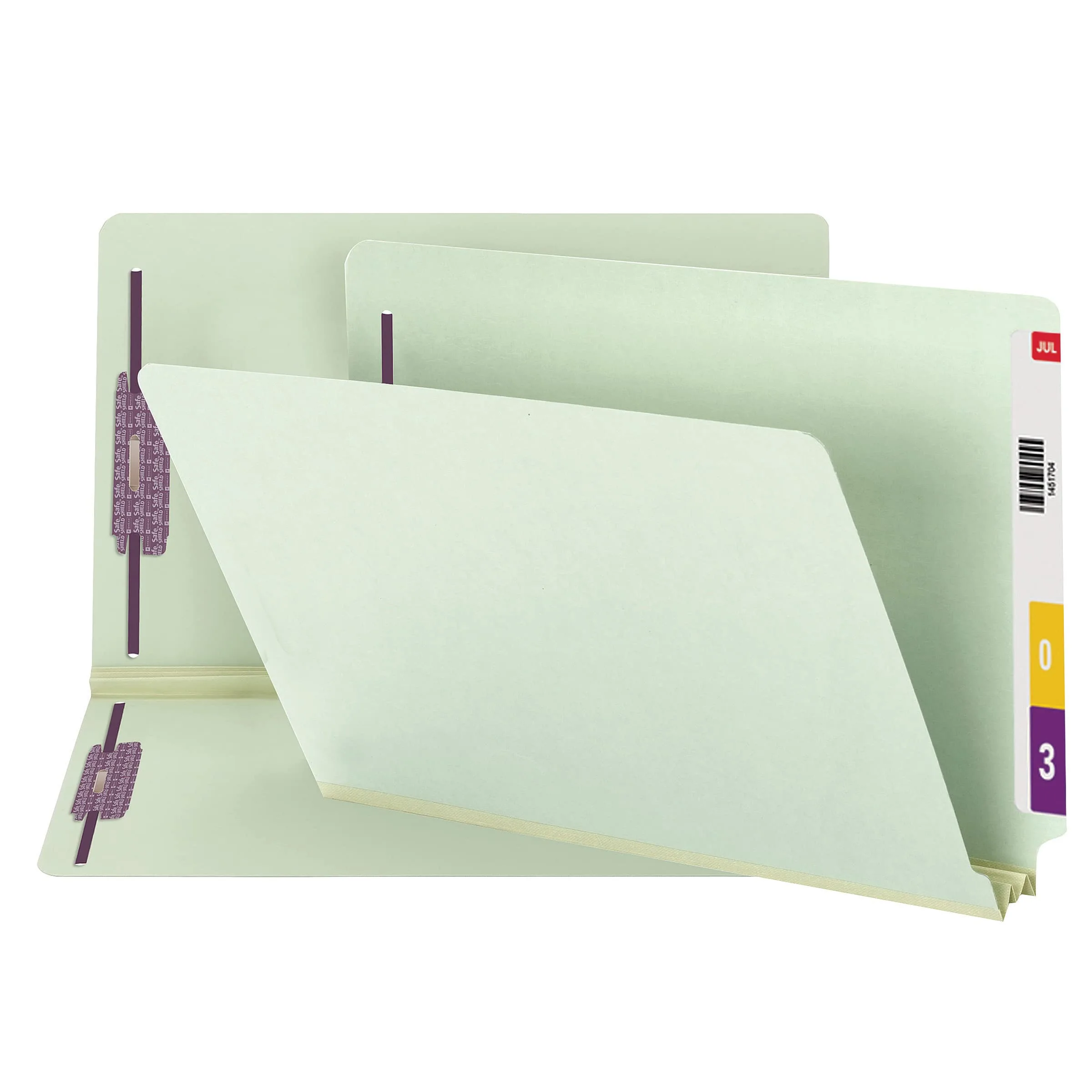 Smead End Tab Pressboard Fastener File Folder, 2" Expansion, Legal, Gray/Green, 25/Box