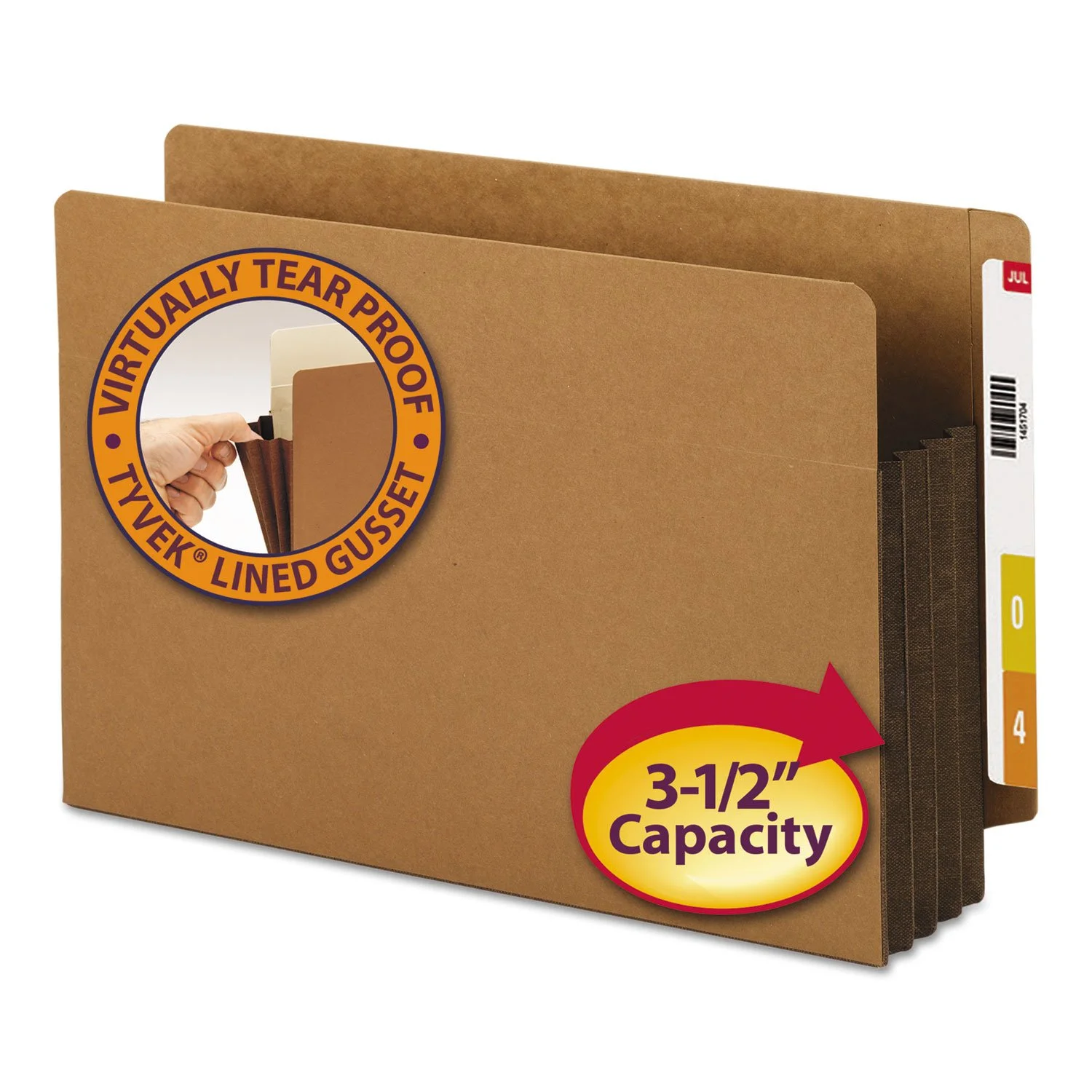 Smead Redrope End-Tab File Pockets With Gussets, Legal Size, 3 1/2in Expansion, 30% Recycled, Dark Brown, Box Of 10