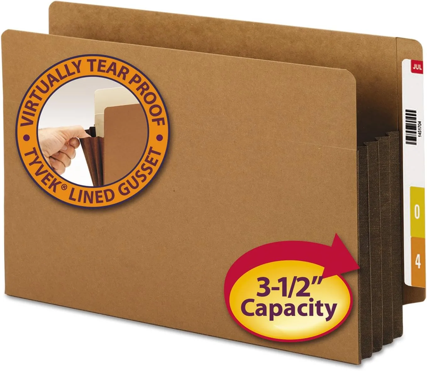 Smead Redrope End-Tab File Pockets With Gussets, Legal Size, 3 1/2in Expansion, 30% Recycled, Dark Brown, Box Of 10