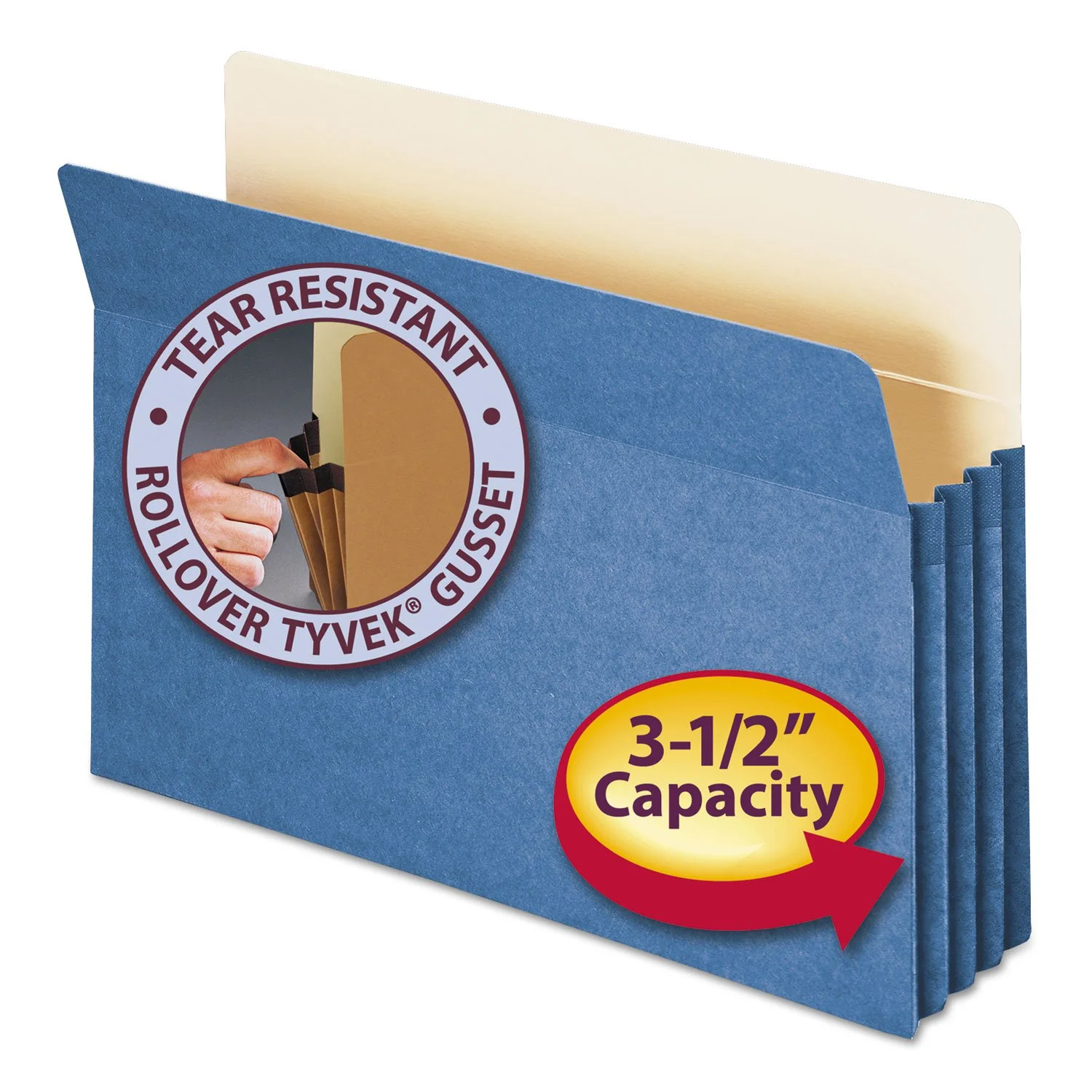 Smead Expanding Color File Pocket, Legal Size, 3.5in Expansion, Blue
