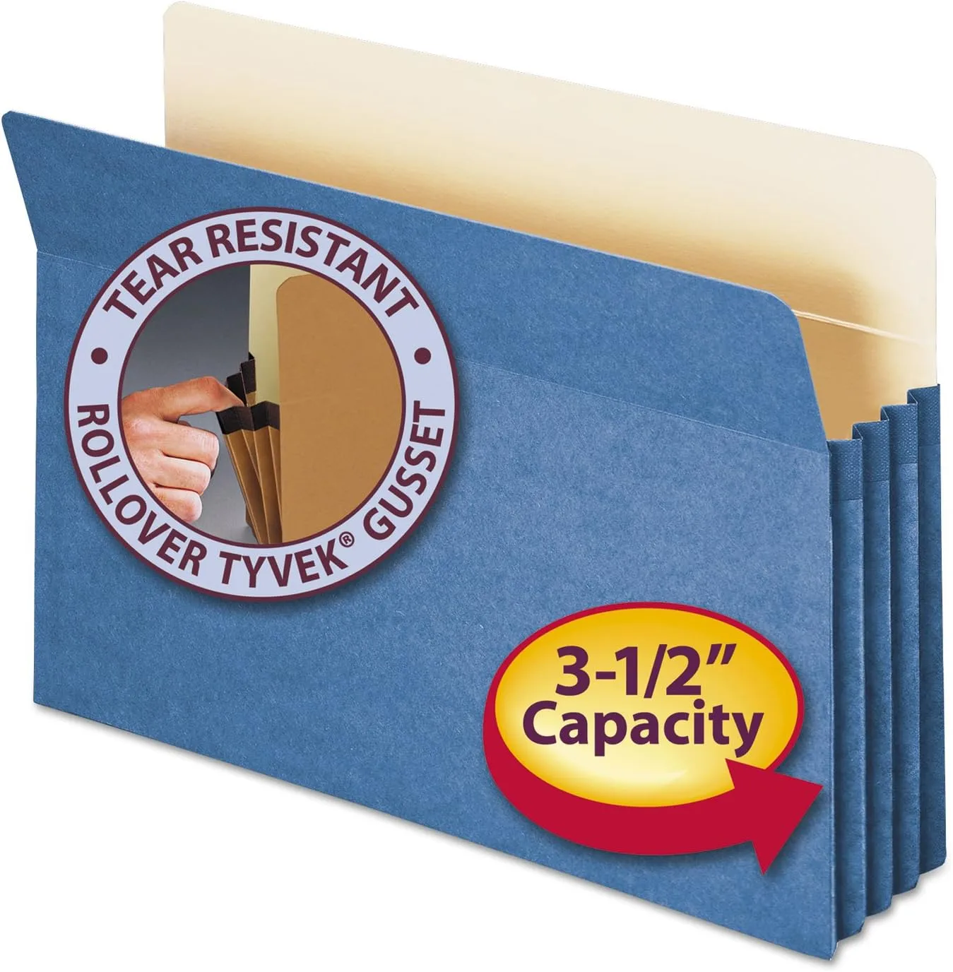 Smead Expanding Color File Pocket, Legal Size, 3.5in Expansion, Blue