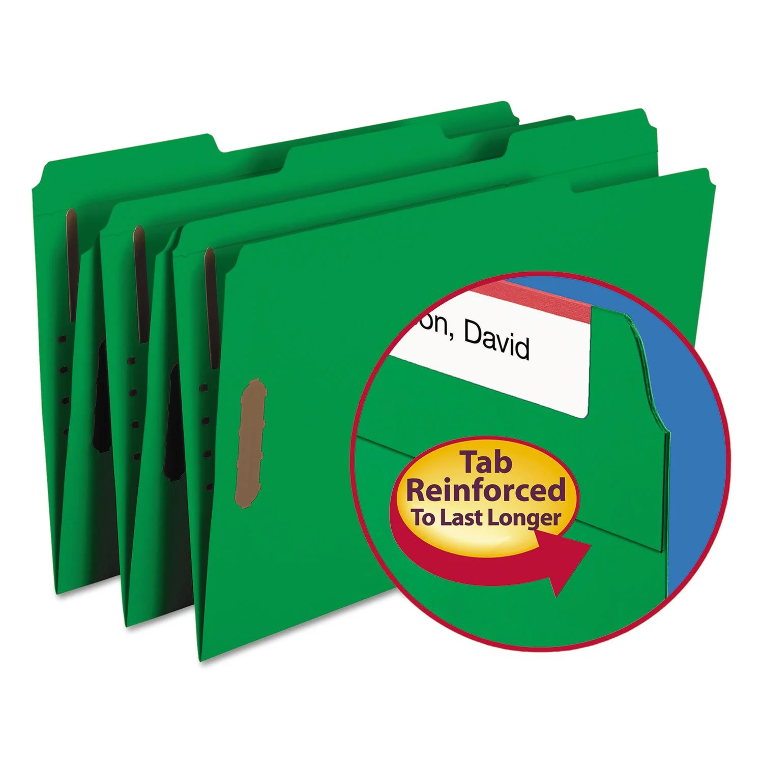 Smead Fastener File Folder, 2 Fasteners, Reinforced 1/3-Cut Tab, Legal Size, Green, 50 per Box (17140)