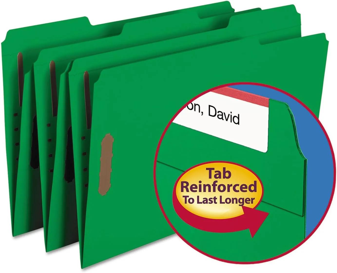Smead Fastener File Folder, 2 Fasteners, Reinforced 1/3-Cut Tab, Legal Size, Green, 50 per Box (17140)
