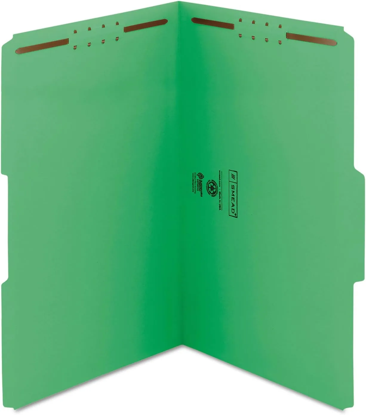 Smead Fastener File Folder, 2 Fasteners, Reinforced 1/3-Cut Tab, Legal Size, Green, 50 per Box (17140)