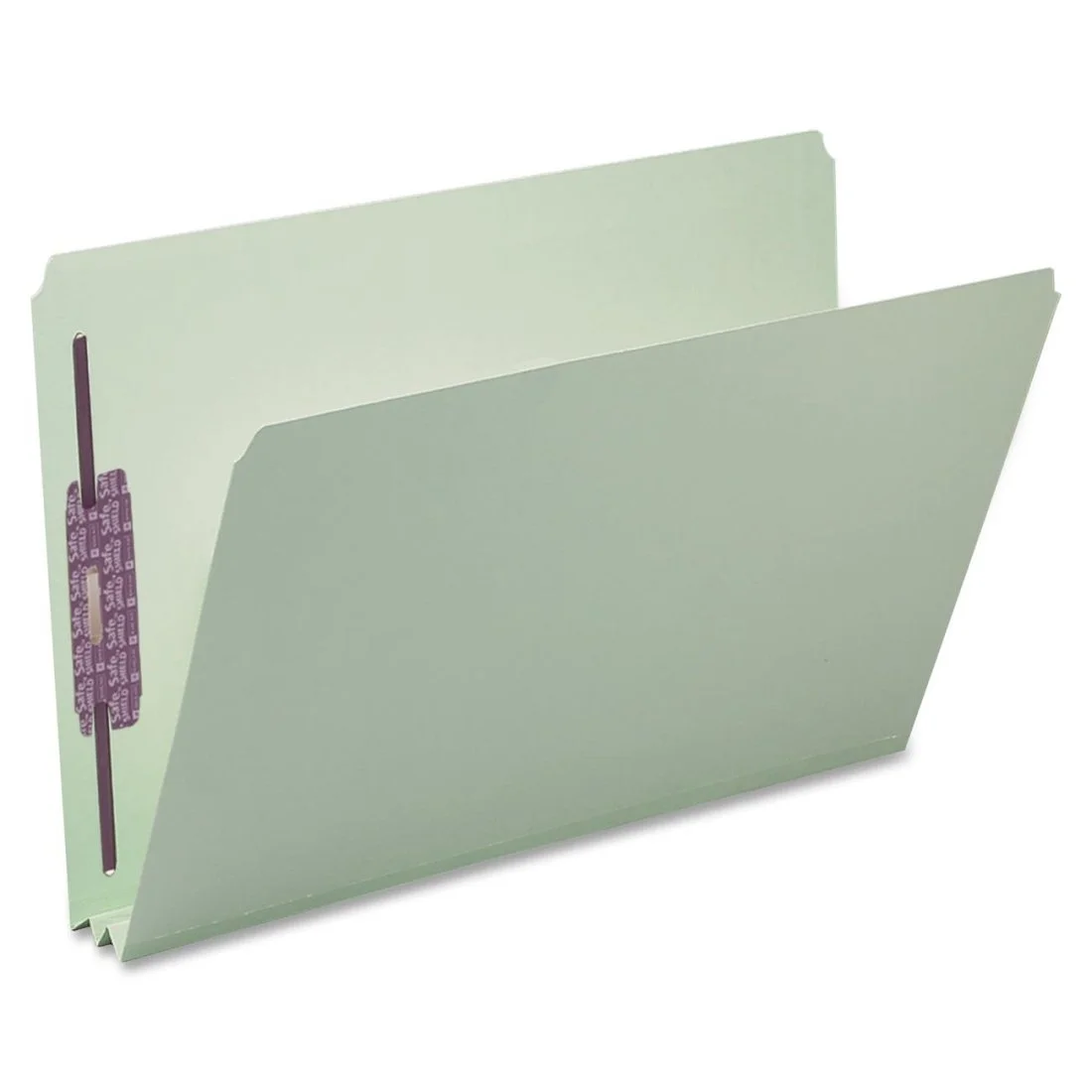 Smead Pressboard Fastener File Folder with SafeSHIELD Fasteners, 2 Fasteners, Straight-Cut Tab, 2" Expansion, Legal Size, Gray/Green, 25 per Box (19910)
