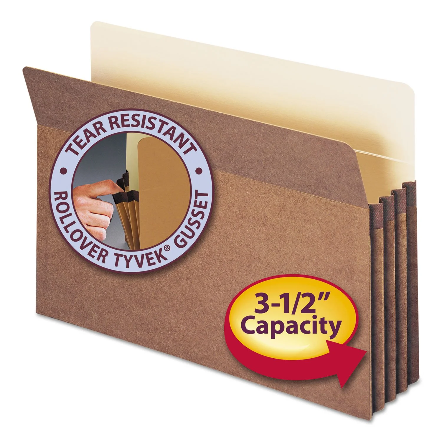Smead File Pocket, Straight-Cut Tab, 3-1/2" Expansion, Legal Size, Redrope, 50 Per Carton (74805)