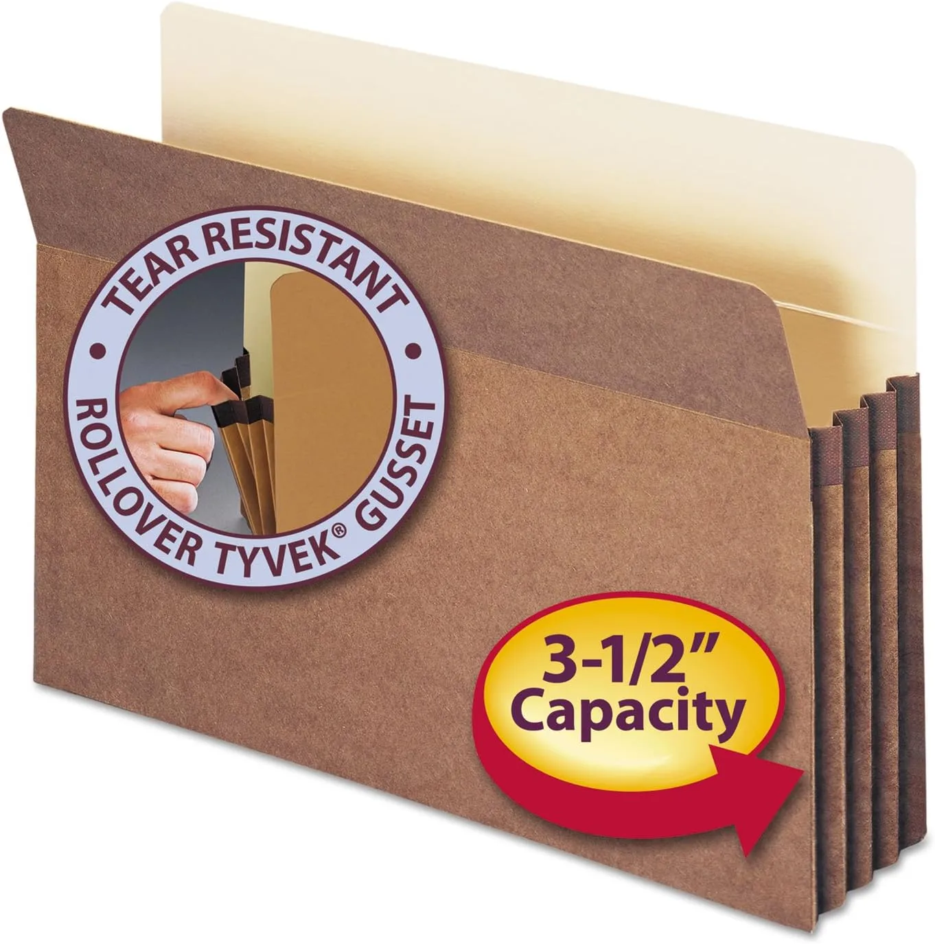 Smead File Pocket, Straight-Cut Tab, 3-1/2" Expansion, Legal Size, Redrope, 50 Per Carton (74805)