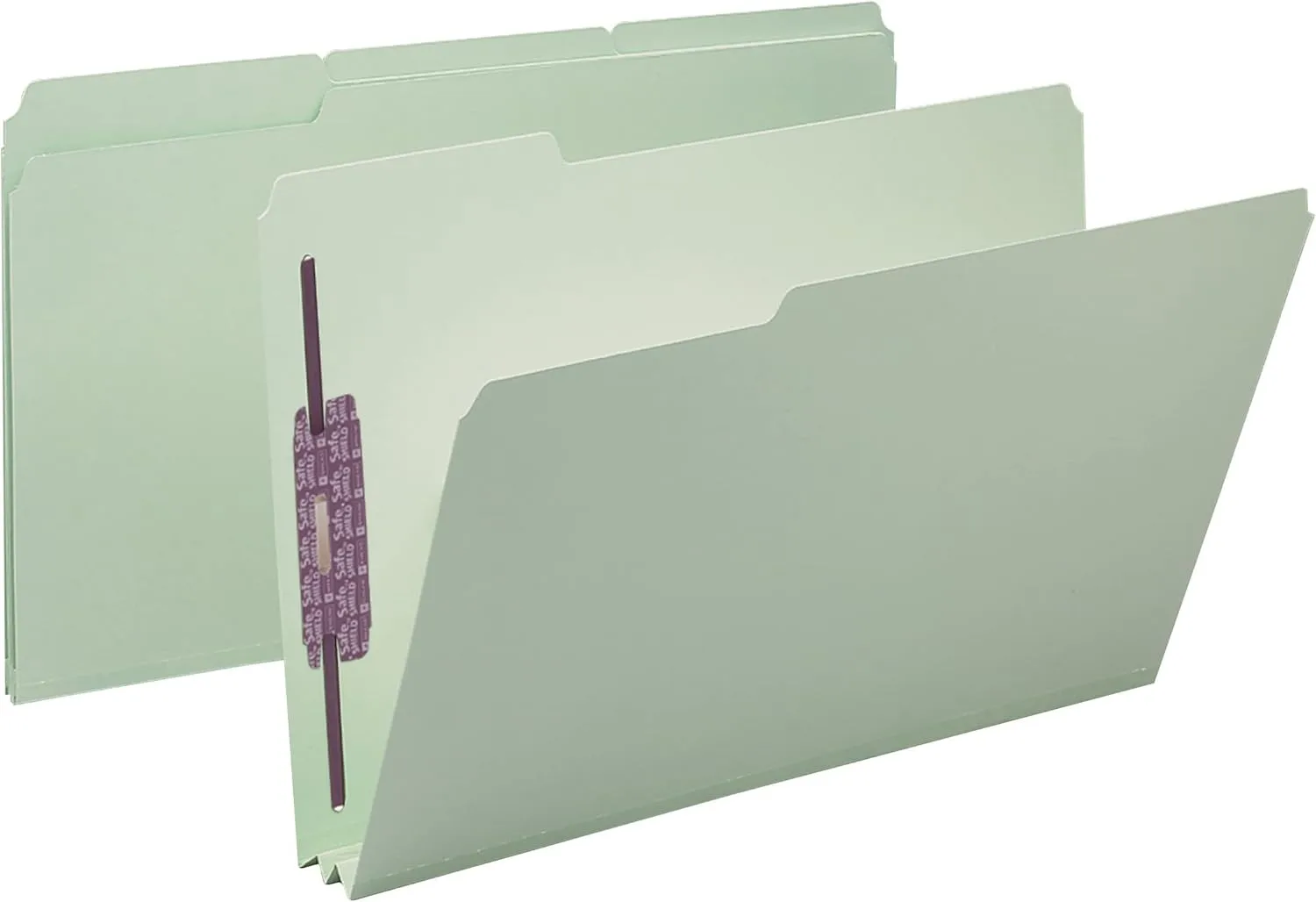 Smead Pressboard File Folder with SafeSHIELD® Fasteners, 2 Fasteners, 1/3-Cut Tab, 2" Expansion, Legal Size, Gray/Green, 25 per Box (19934)