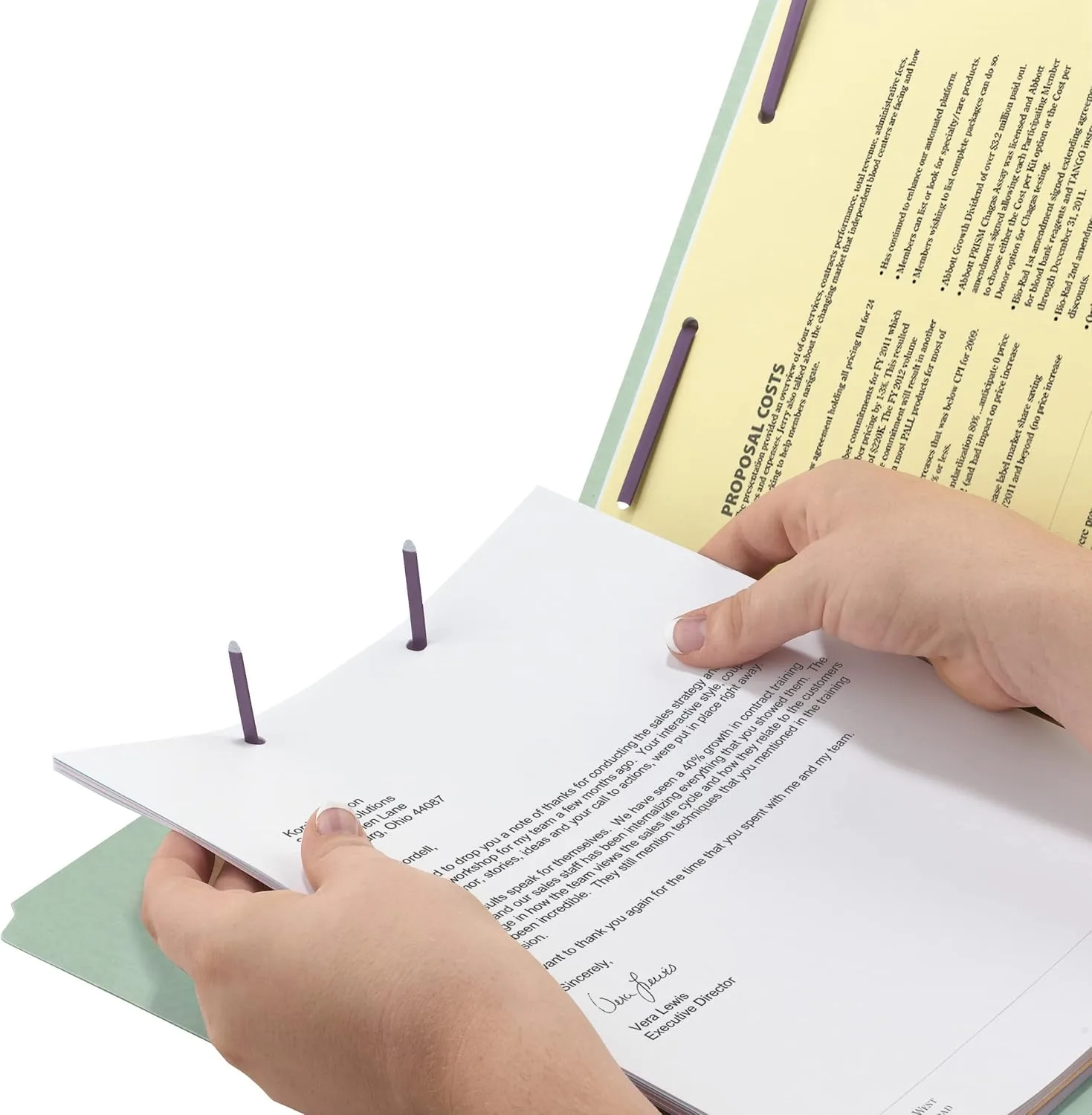 Smead Pressboard File Folder with SafeSHIELD® Fasteners, 2 Fasteners, 1/3-Cut Tab, 2" Expansion, Legal Size, Gray/Green, 25 per Box (19934)