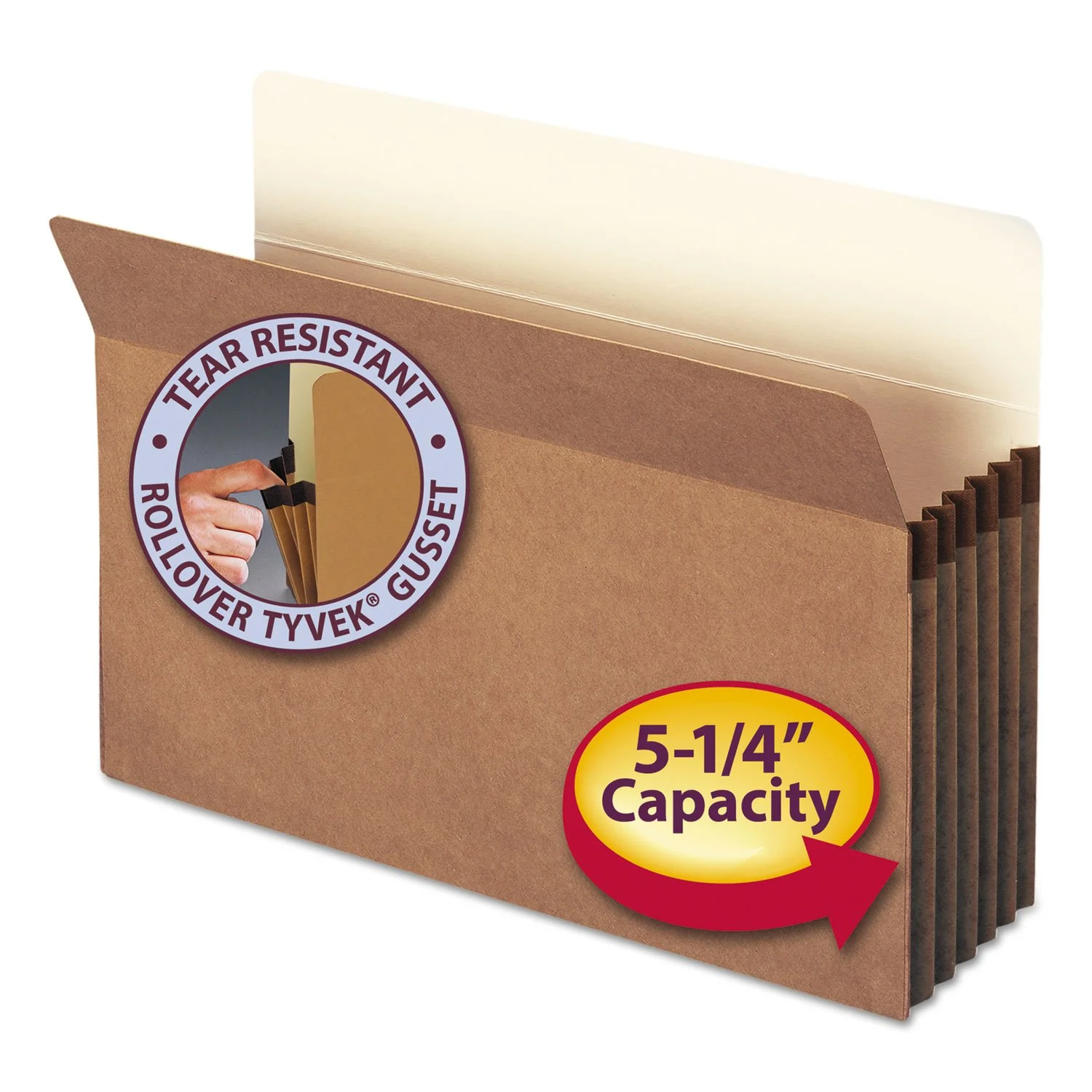Smead® Straight-Cut Tab Redrope File Pockets, Legal Size, 5 1/4" Expansion, 30% Recycled, Redrope, Box Of 50