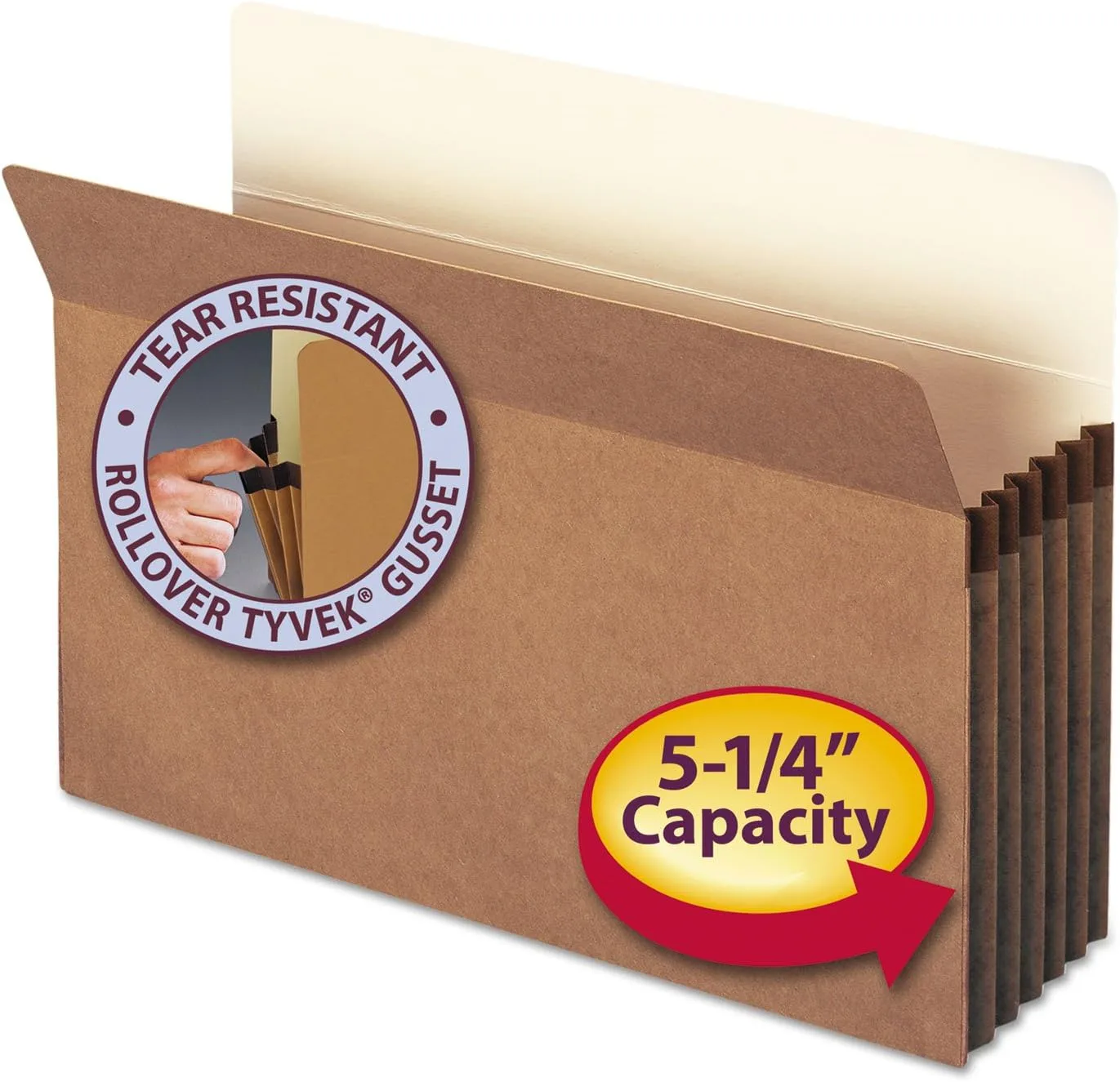 Smead® Straight-Cut Tab Redrope File Pockets, Legal Size, 5 1/4" Expansion, 30% Recycled, Redrope, Box Of 50