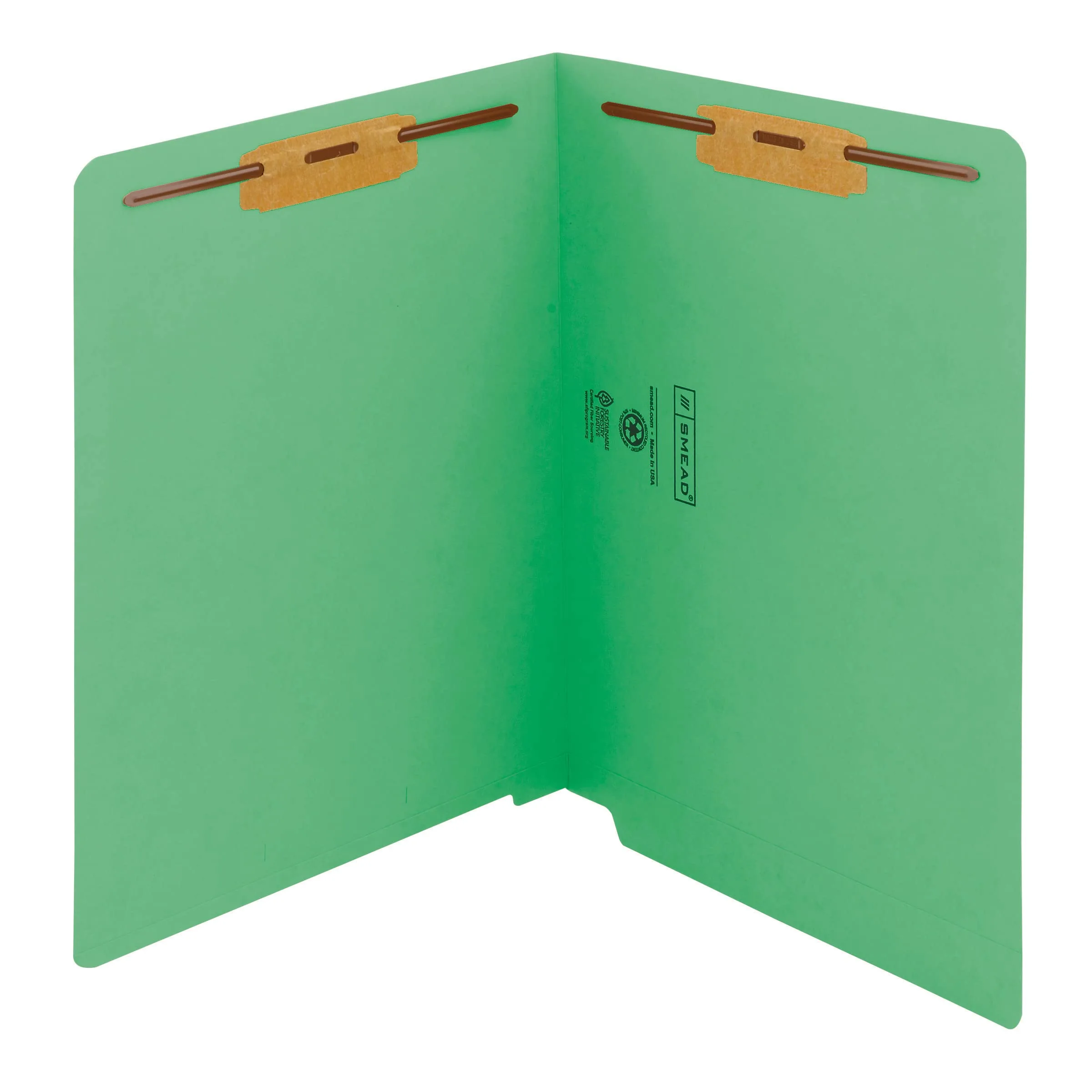 SMEAD End Tab Fastener File Folders, Shelf-Master® Reinforced Straight-Cut Tab, 2 Fasteners, Letter Size