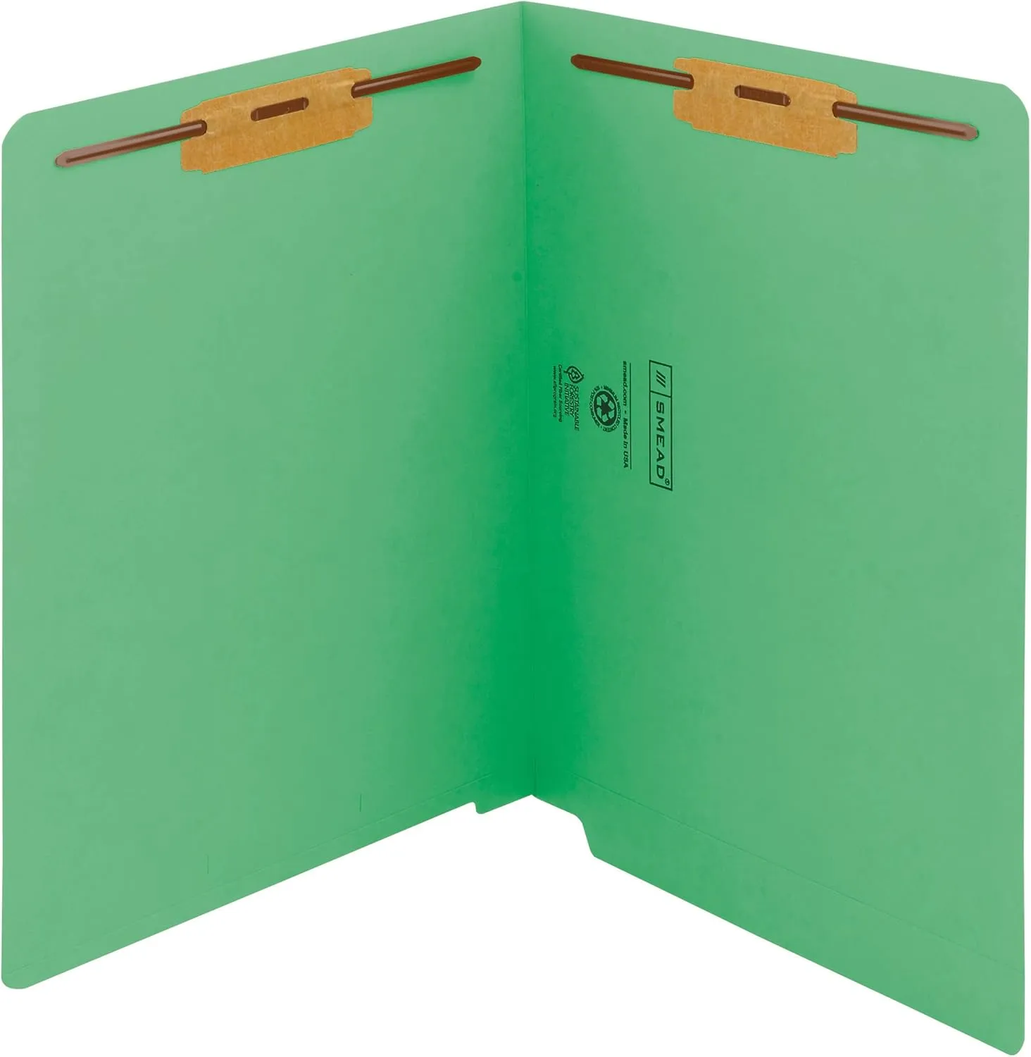 SMEAD End Tab Fastener File Folders, Shelf-Master® Reinforced Straight-Cut Tab, 2 Fasteners, Letter Size