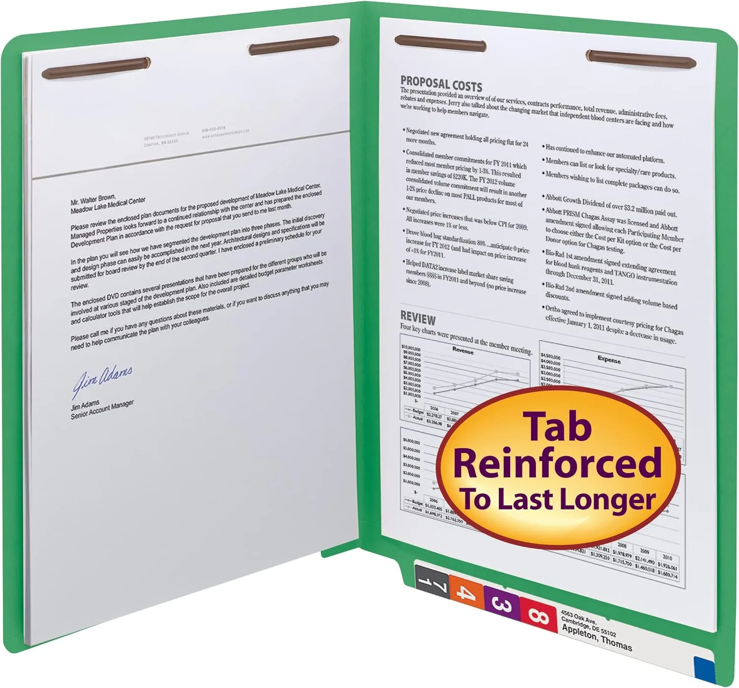 SMEAD End Tab Fastener File Folders, Shelf-Master® Reinforced Straight-Cut Tab, 2 Fasteners, Letter Size