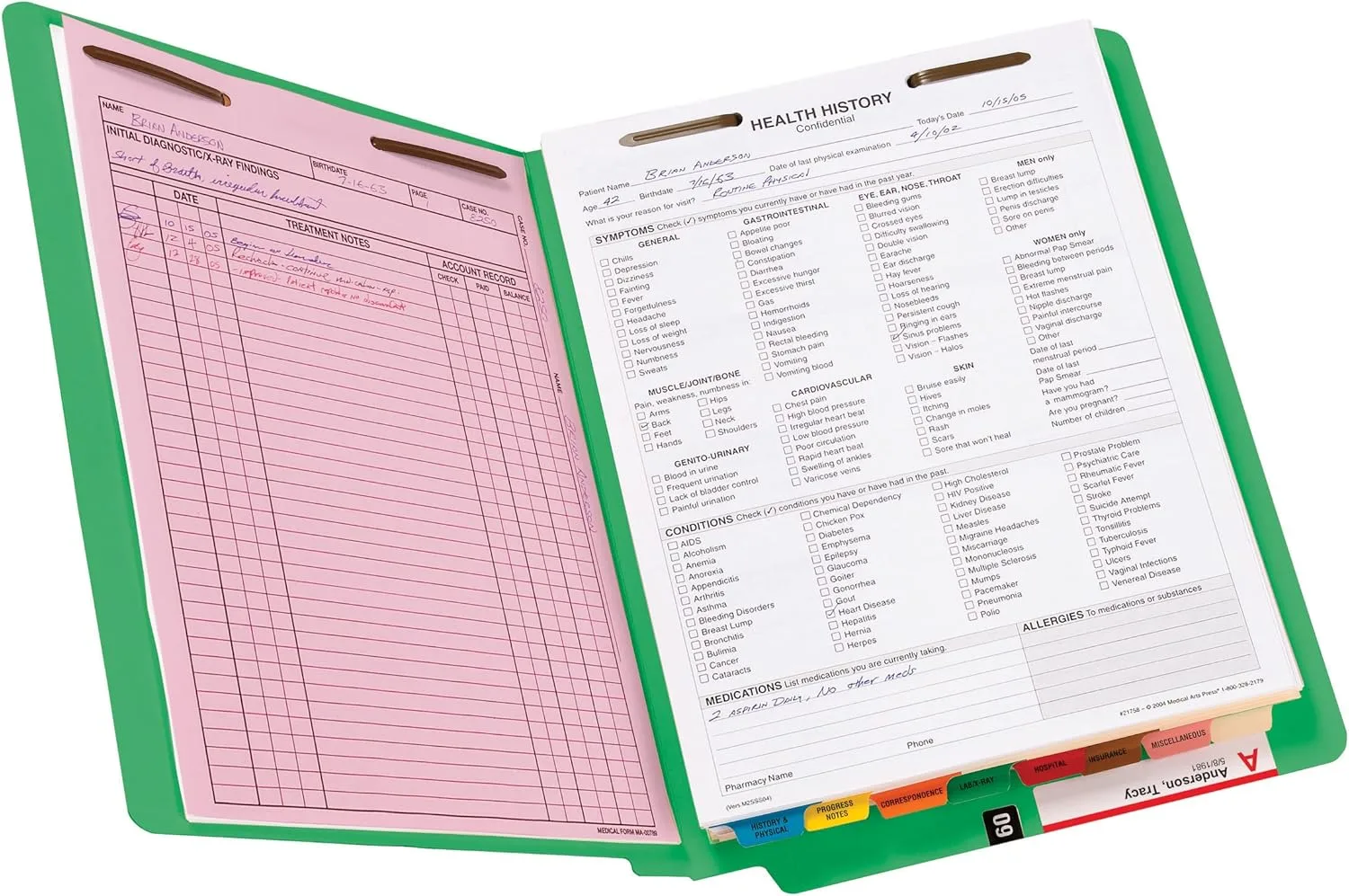 SMEAD End Tab Fastener File Folders, Shelf-Master® Reinforced Straight-Cut Tab, 2 Fasteners, Letter Size