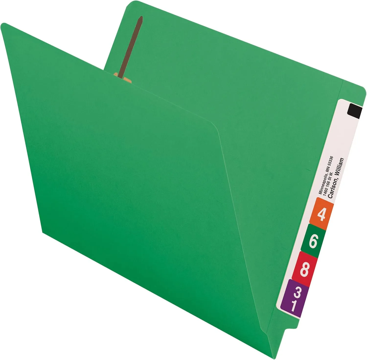 SMEAD End Tab Fastener File Folders, Shelf-Master® Reinforced Straight-Cut Tab, 2 Fasteners, Letter Size