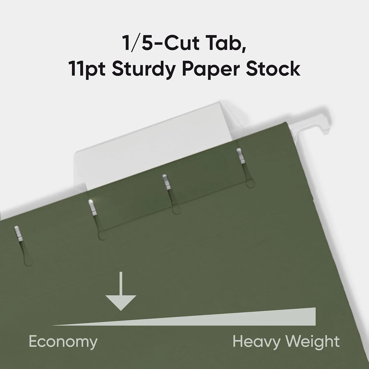 Smead Hanging File Folder, 1/5-Cut Adjustable Tab, Letter Size, Standard Green, 25 Per Box (64055)
