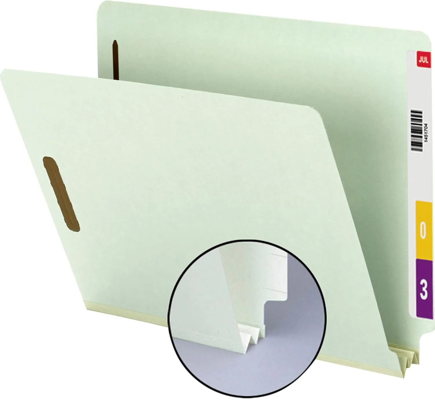 SMEAD End Tab Pressboard Fastener File Folders, Letter Size, Gray/Green
