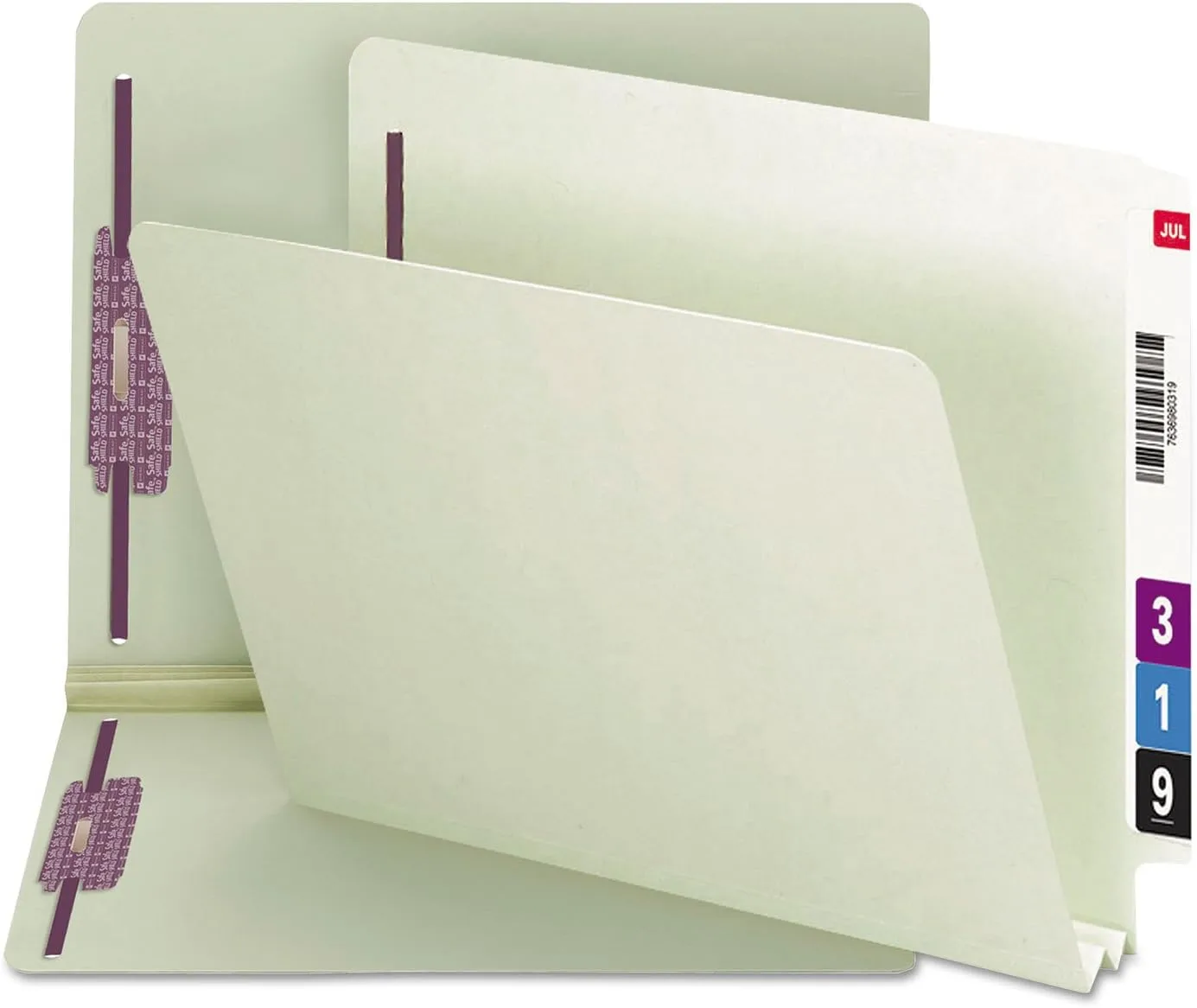 SMEAD End Tab Pressboard Fastener File Folders, Letter Size, Gray/Green