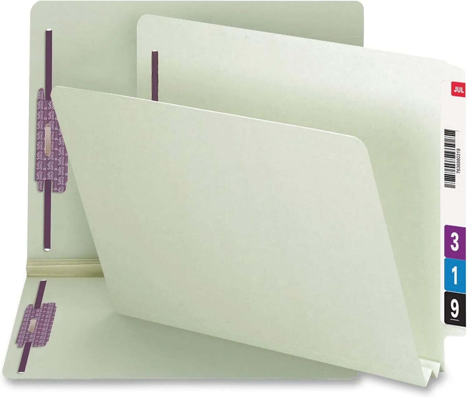 SMEAD End Tab Pressboard Fastener File Folders, Letter Size, Gray/Green