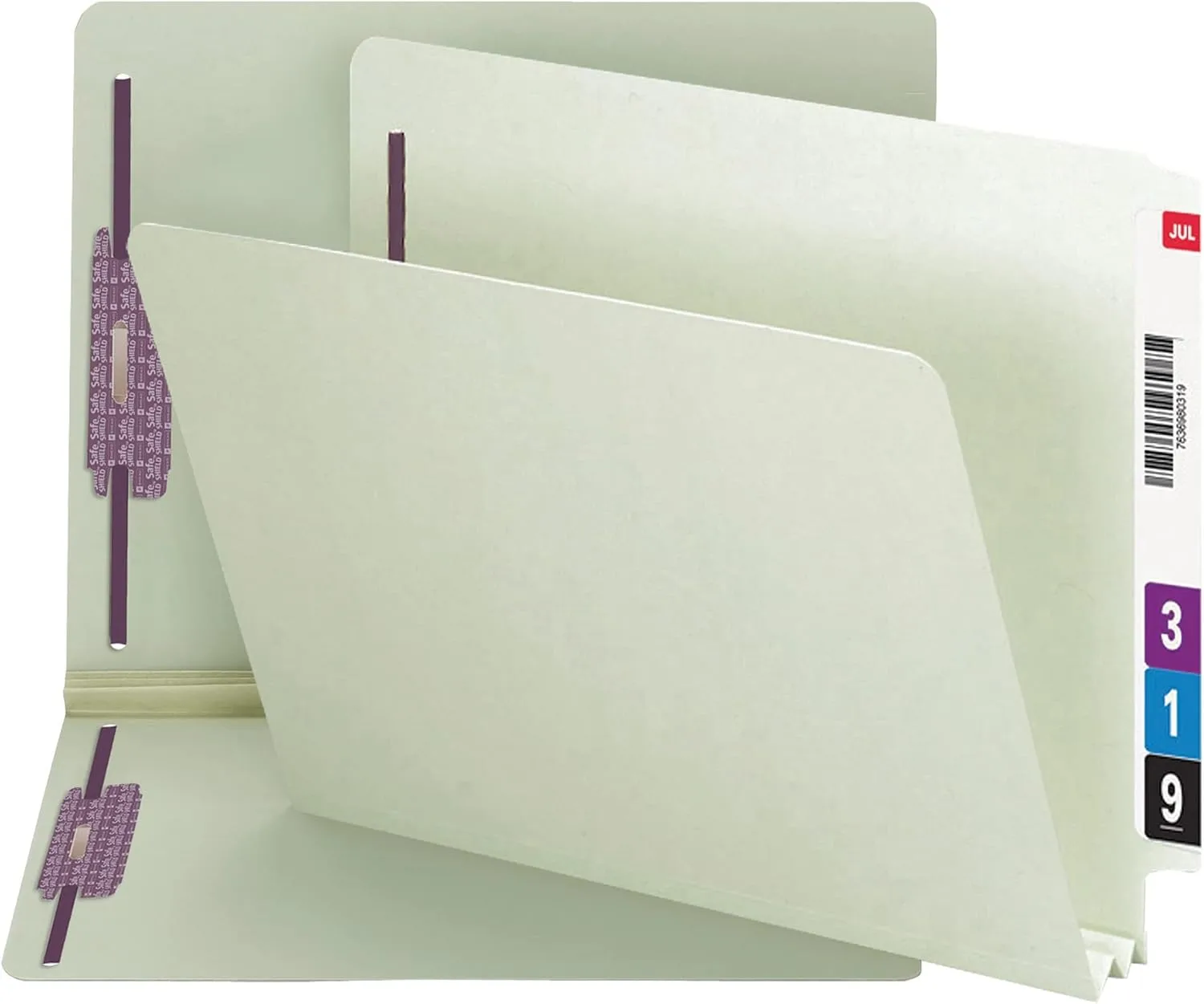 SMEAD End Tab Pressboard Fastener File Folders, Letter Size, Gray/Green