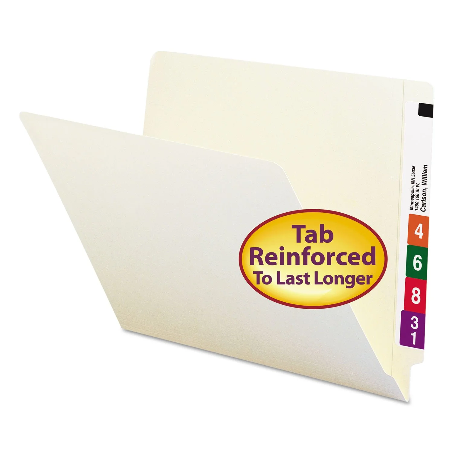SMEAD Manila End Tab File Folders, Letter Size, 9 in High Front, Straight Tabs, 100/Box (24109)