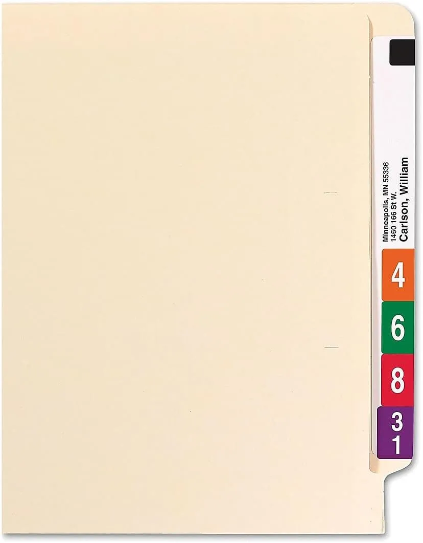 SMEAD Manila End Tab File Folders, Letter Size, 9 in High Front, Straight Tabs, 100/Box (24109)
