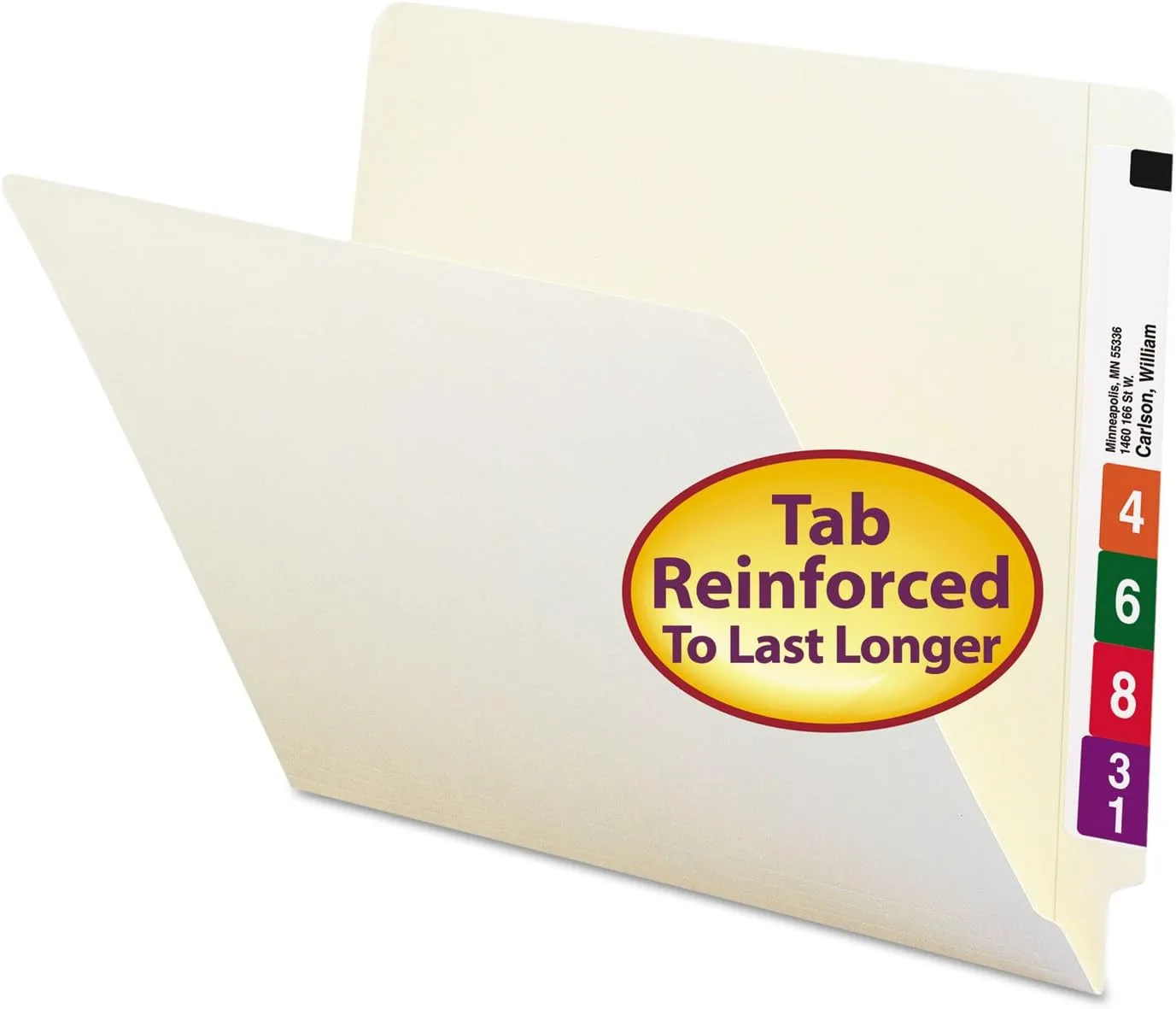 SMEAD Manila End Tab File Folders, Letter Size, 9 in High Front, Straight Tabs, 100/Box (24109)