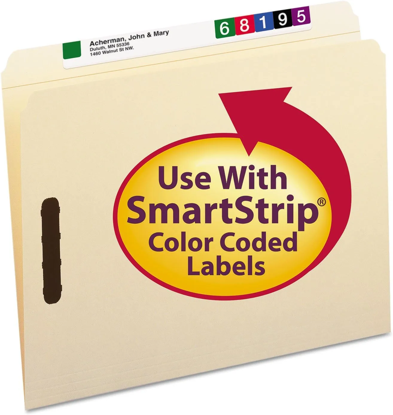SMEAD Fastener File Folders, Letter Size, Manila, Reinforced Tabs