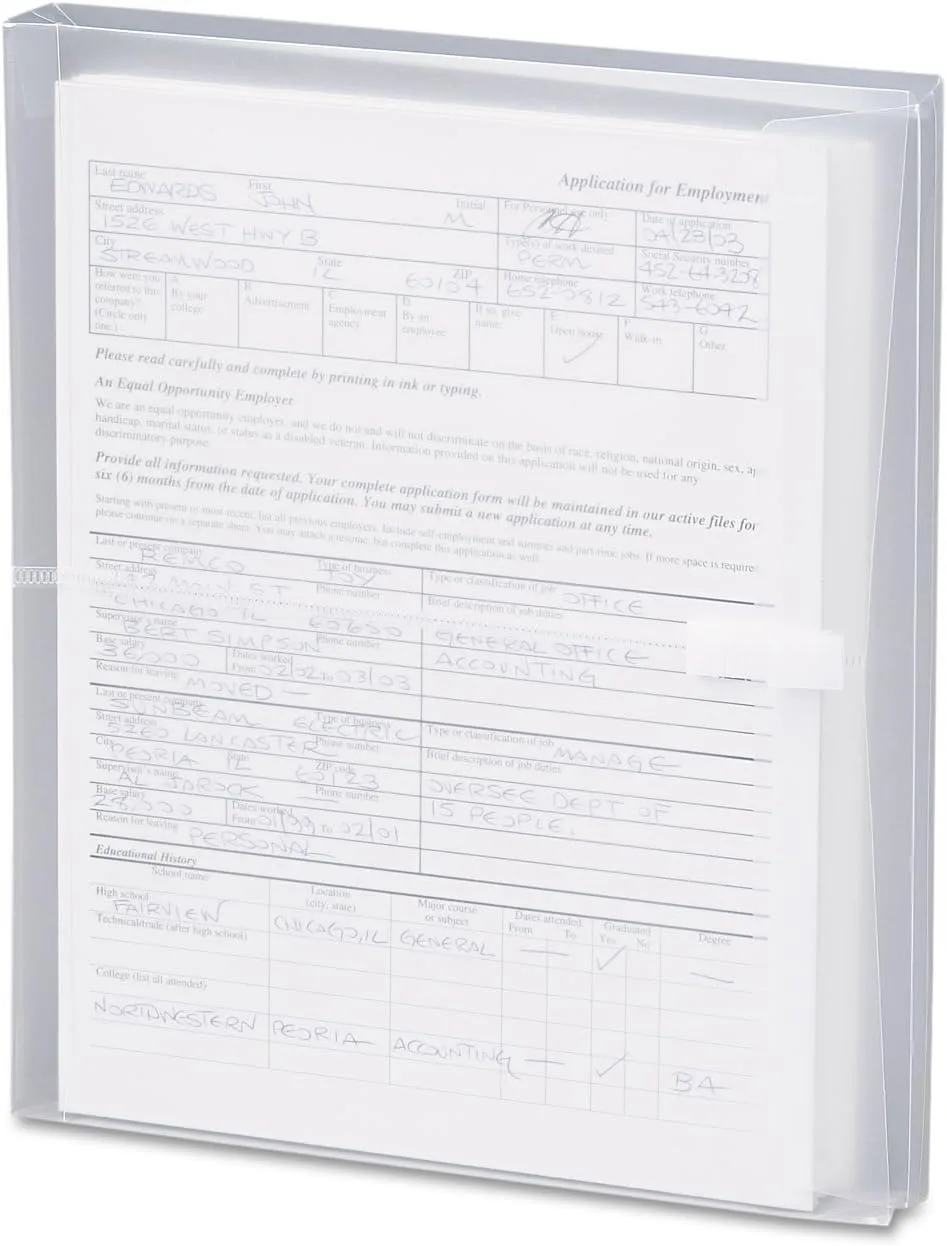 SMEAD Poly Envelope, 1-1/4" Expansion, Hook-and-Loop Closure, Side Load, Letter Size