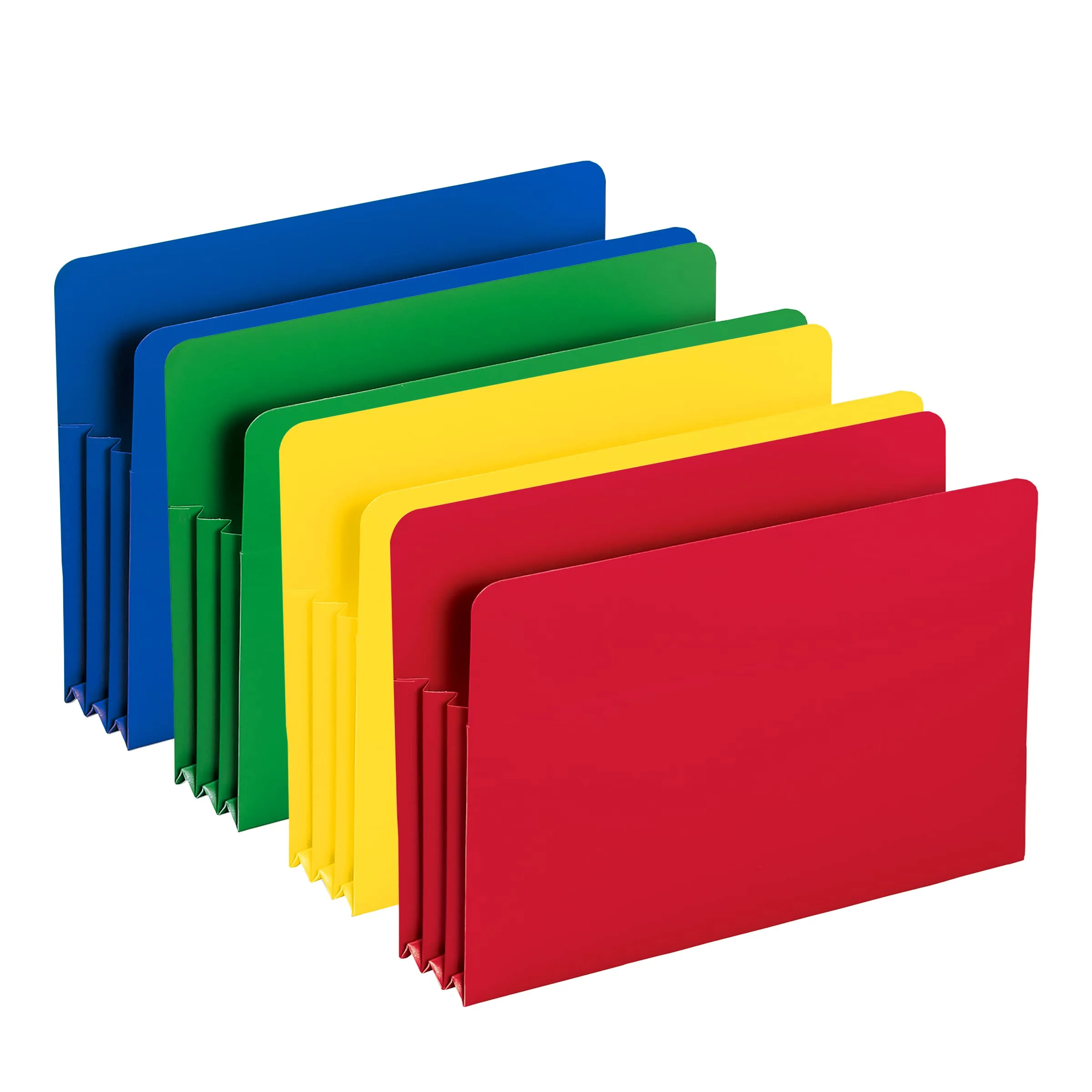 Smead Poly File Pocket, Straight-Cut Tab, 3-1/2" Expansion, Legal Size, Assorted Colors (73550)