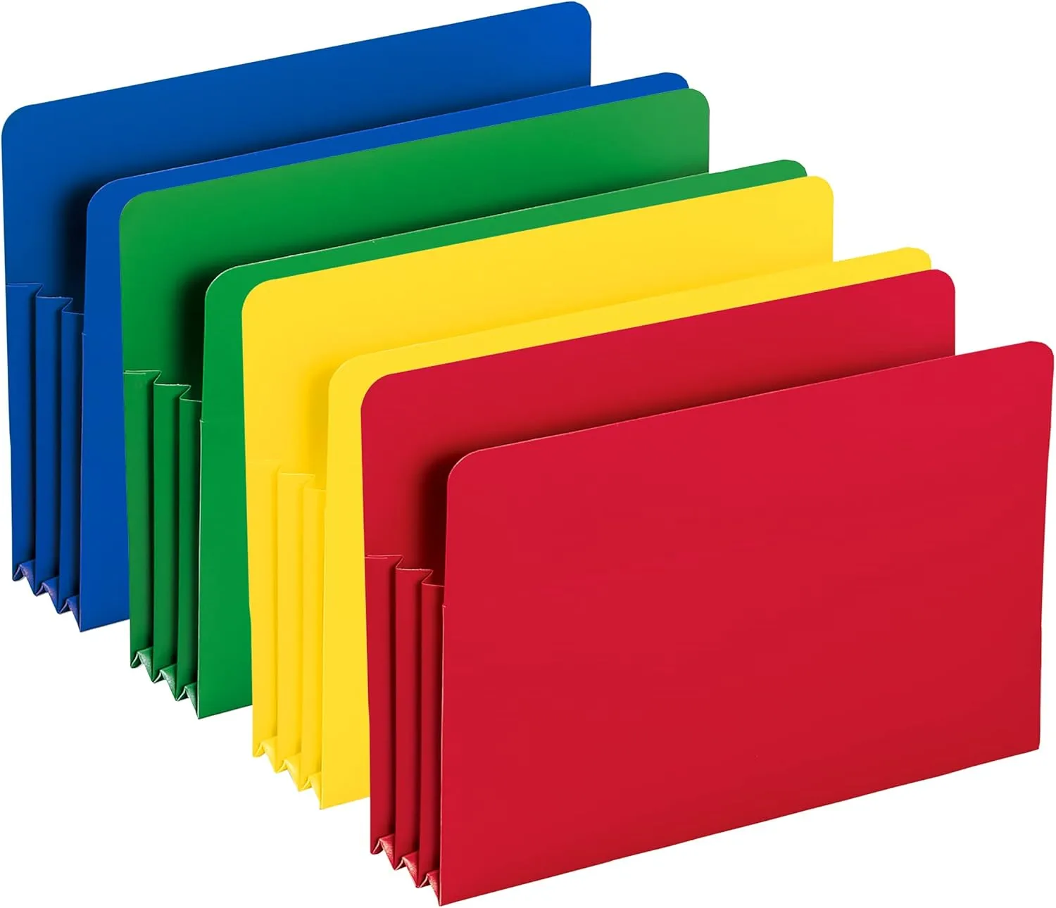 Smead Poly File Pocket, Straight-Cut Tab, 3-1/2" Expansion, Legal Size, Assorted Colors (73550)