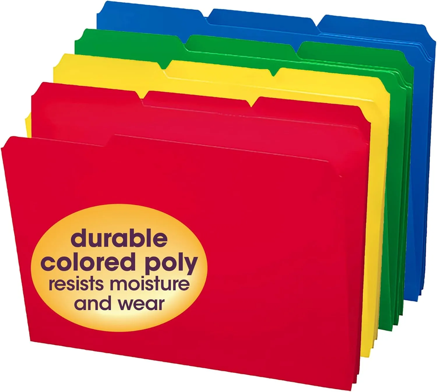 Smead Poly File Folders, 1/3-Cut Top Tab, Letter Size, Assorted Colors