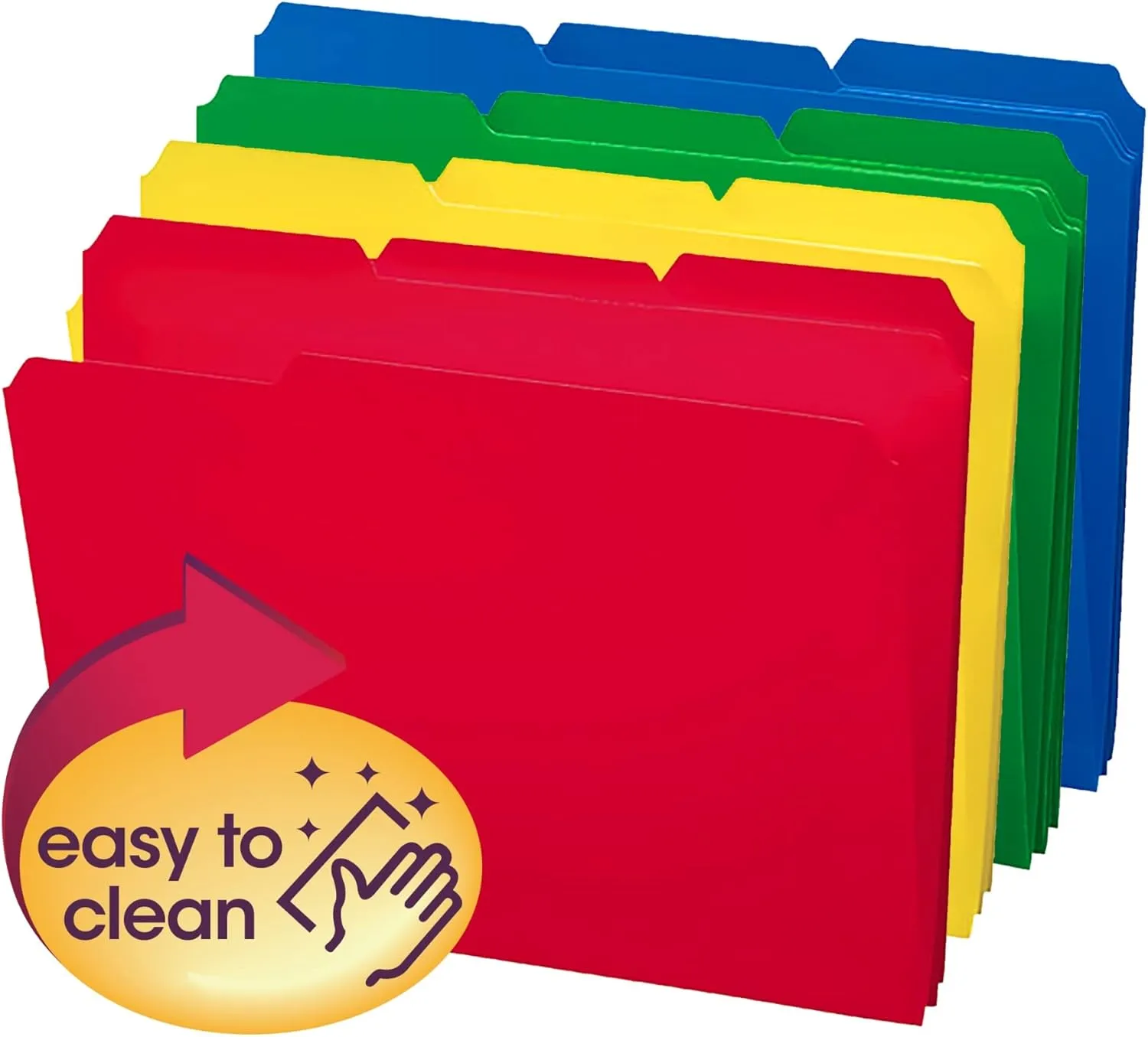 Smead Poly File Folders, 1/3-Cut Top Tab, Letter Size, Assorted Colors