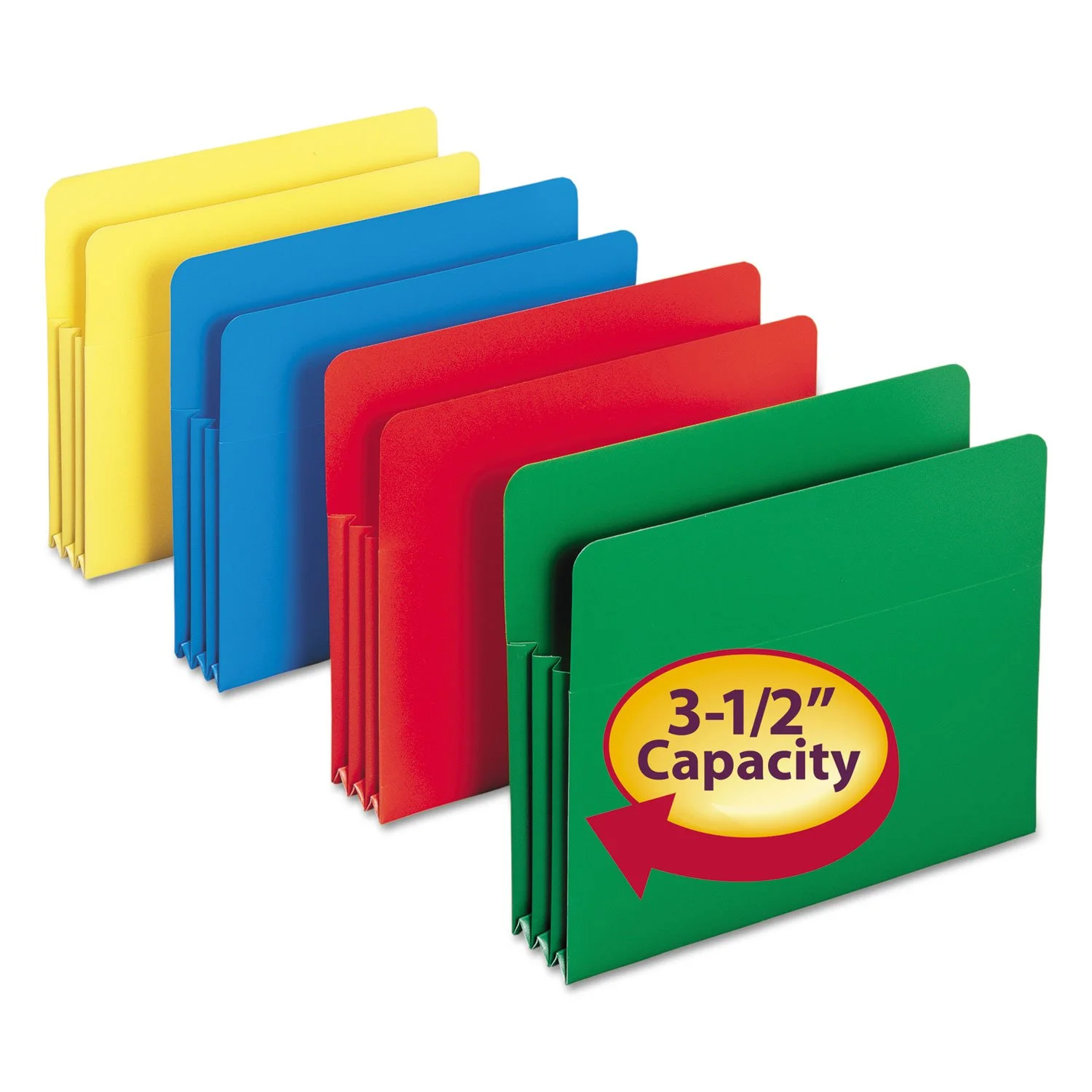Smead Poly File Pocket, Straight-Cut Tab, 3-1/2" Expansion, Letter Size, Assorted Colors, 4 per Box (73500) Assorted Colors Letter