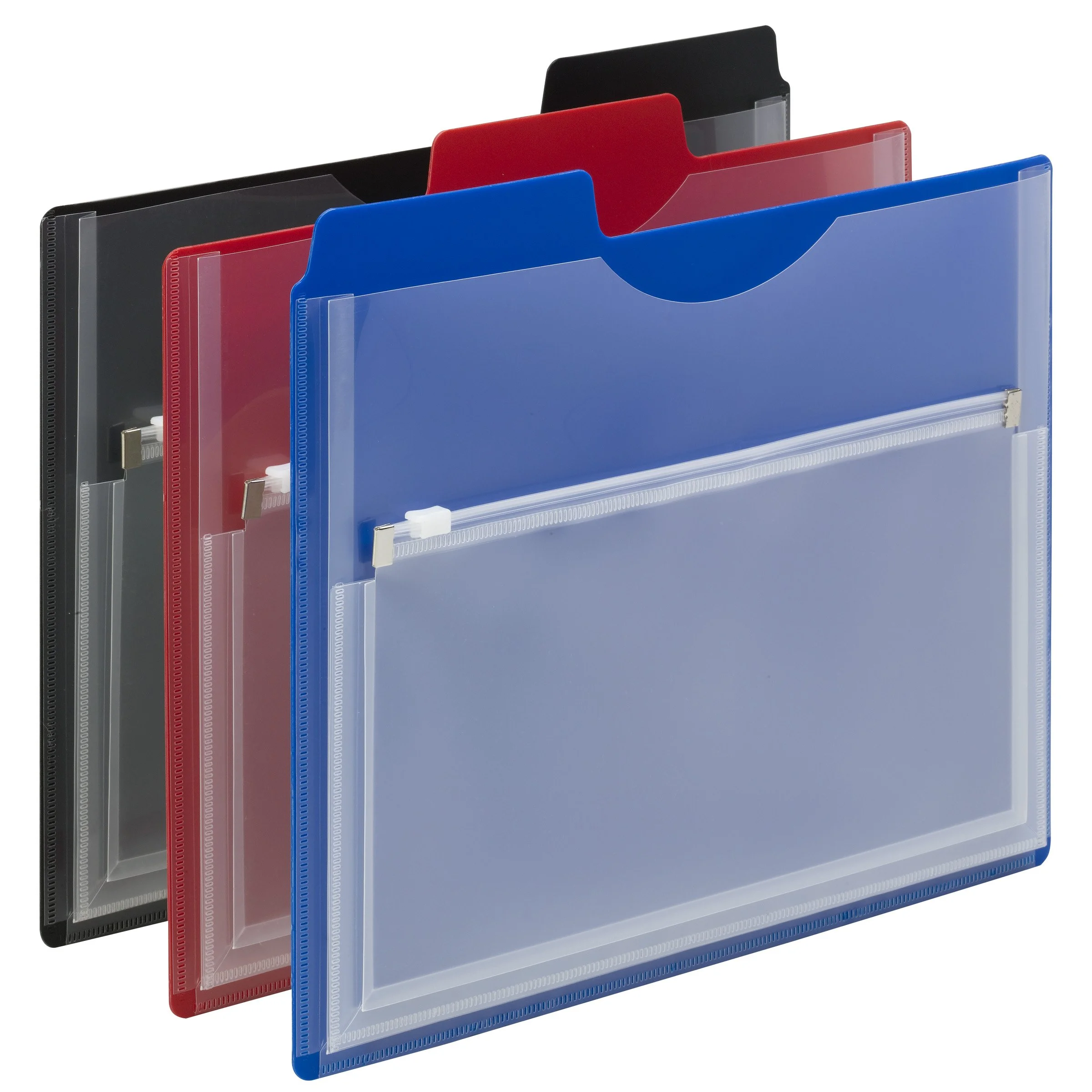 Smead Poly Project Organizer with Zip Pouch, 1/3-Cut Tab, 1/2” Expansion, Letter Size, Assorted Colors, 3 per Pack (89614)