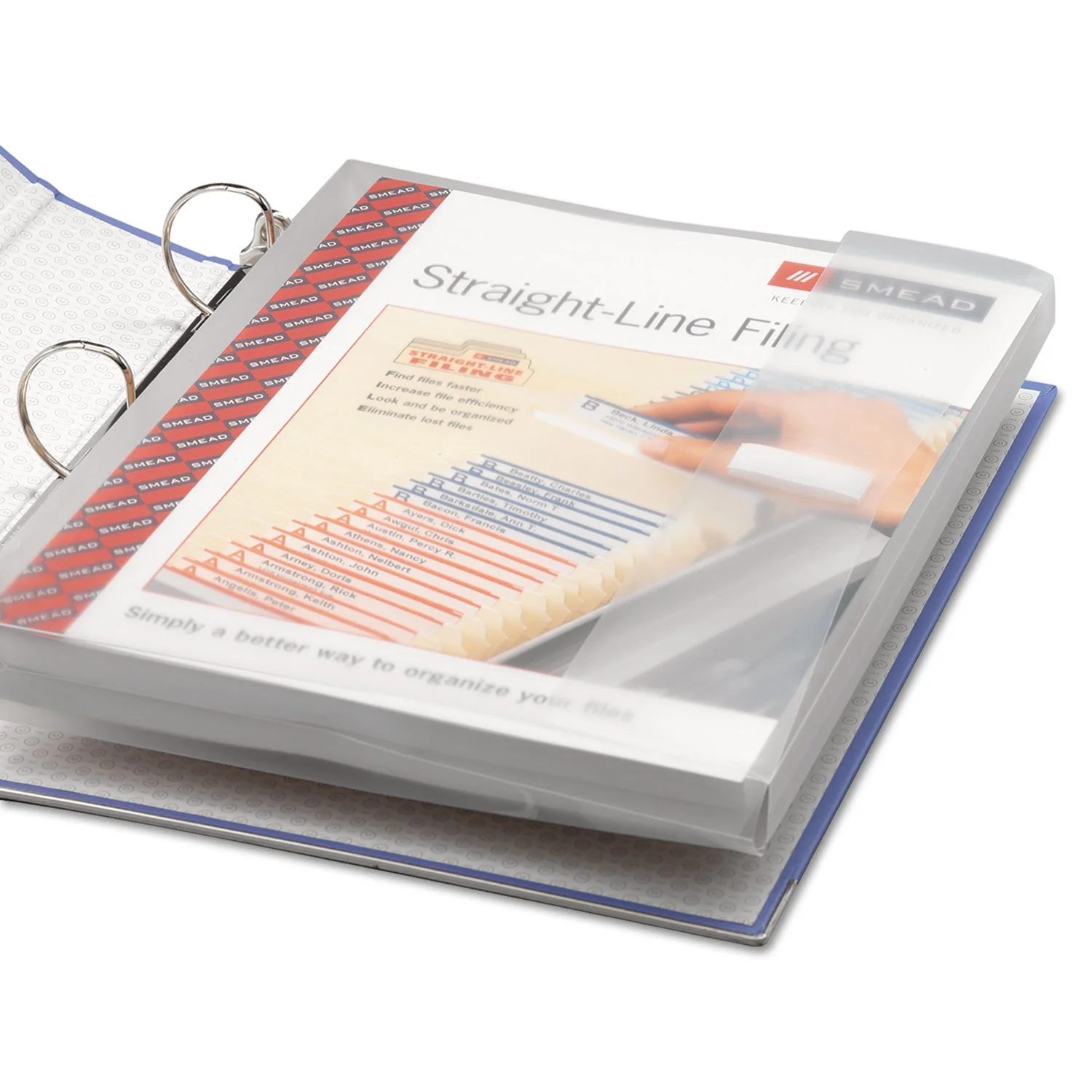 Smead Poly Three-Ring Envelope, 1-1/4" Expansion, Flap with Hook-and-Loop Closure, Letter, Clear, 3 Per Pack (89500)