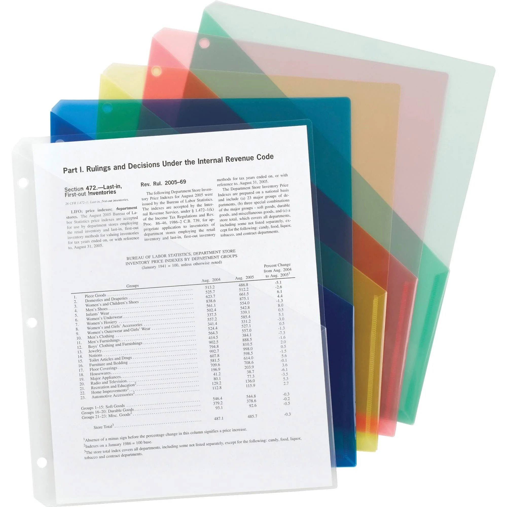 SMEAD Poly Translucent Slash File Jackets, Letter Size, 3-Hole Punched, Pack of 5