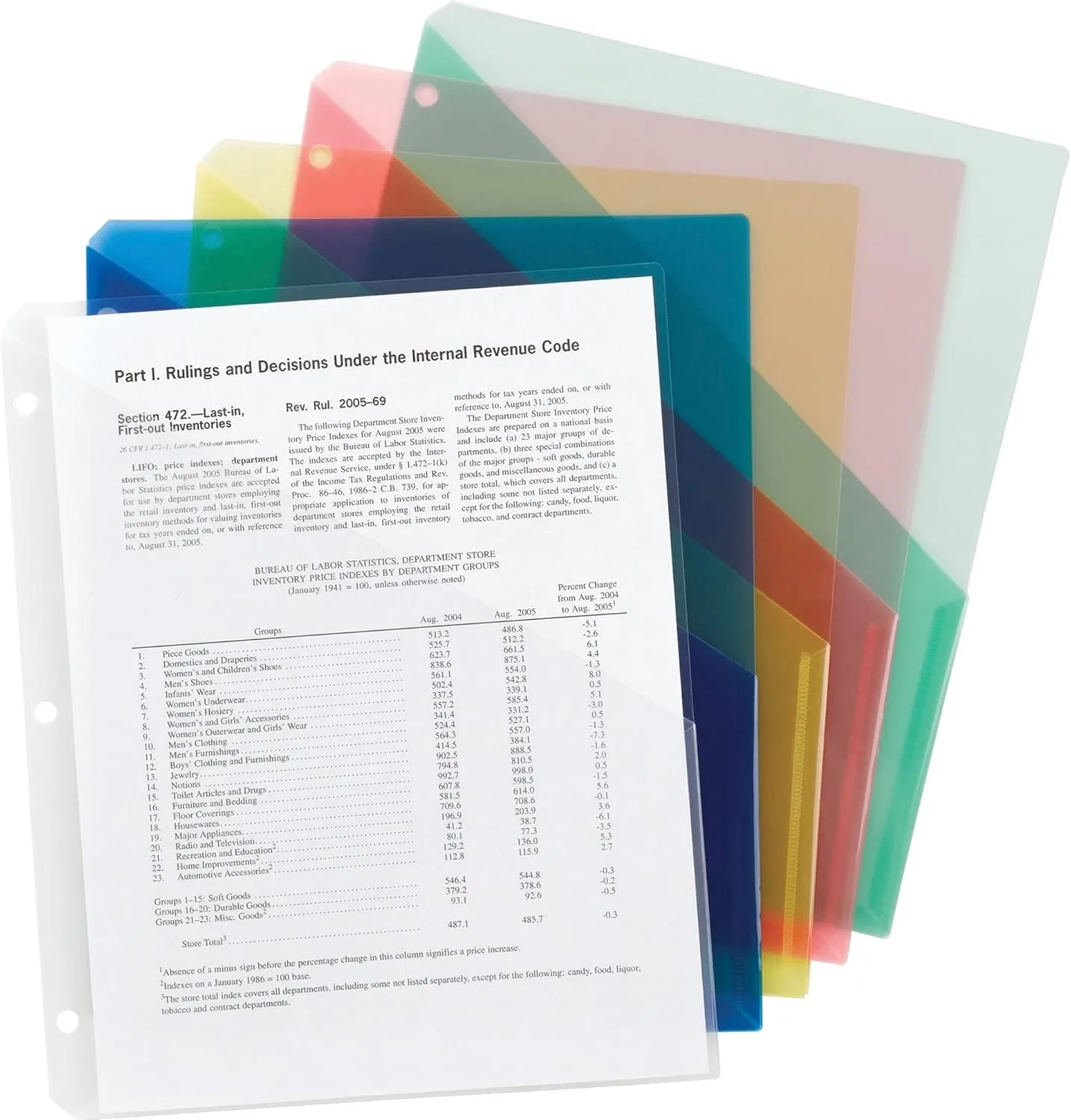 SMEAD Poly Translucent Slash File Jackets, Letter Size, 3-Hole Punched, Pack of 5