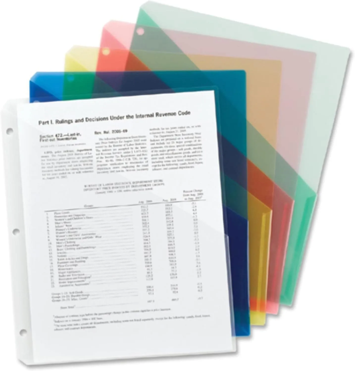 SMEAD Poly Translucent Slash File Jackets, Letter Size, 3-Hole Punched, Pack of 5