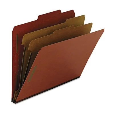 Smead Pressboard Classification Folders, 2 Dividers, Letter Size, 100% Recycled, Red, Box Of 10