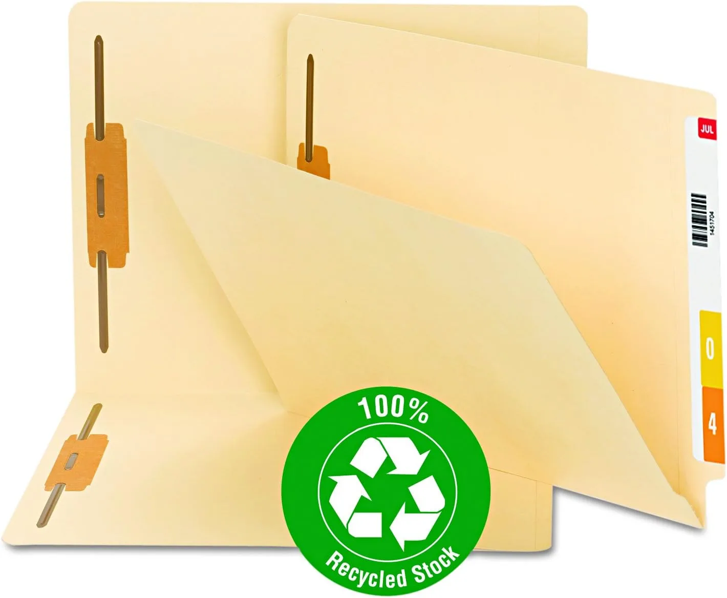 Smead 100% Recycled End-Tab Fastener File Folder, Letter, Manila, 50/Box (34160)