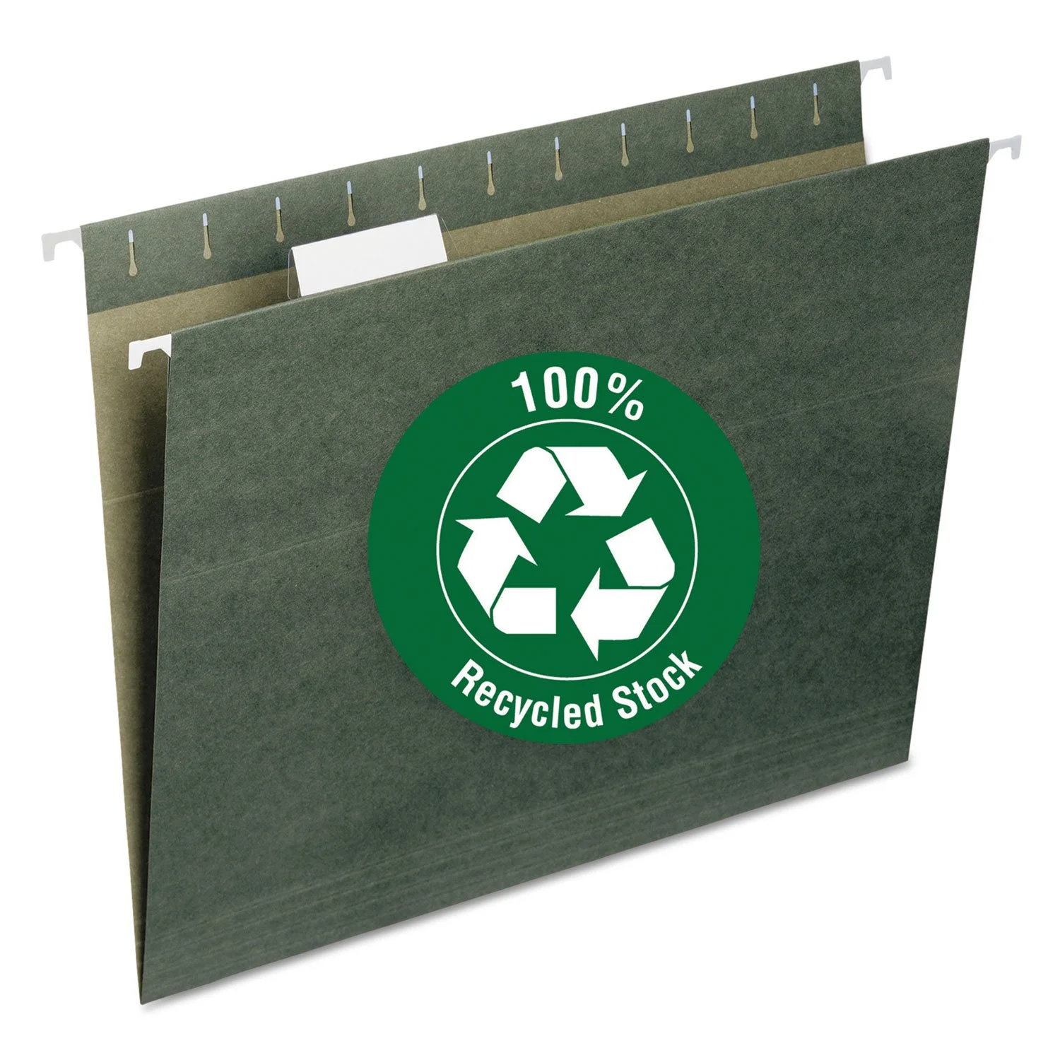Smead 100% Recycled Hanging File Folder with Tab, 1/5-Cut Adjustable Tab, Letter Size, Standard Green, 25 per Box (65001)