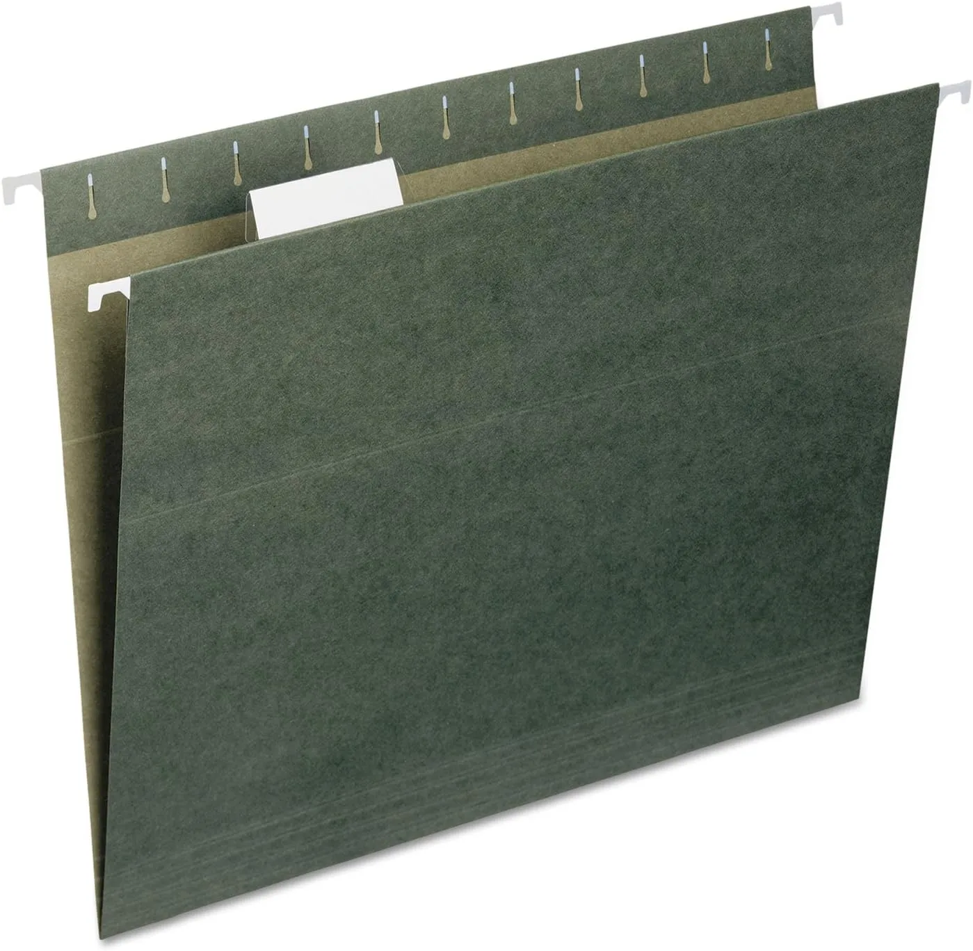 Smead 100% Recycled Hanging File Folder with Tab, 1/5-Cut Adjustable Tab, Letter Size, Standard Green, 25 per Box (65001)