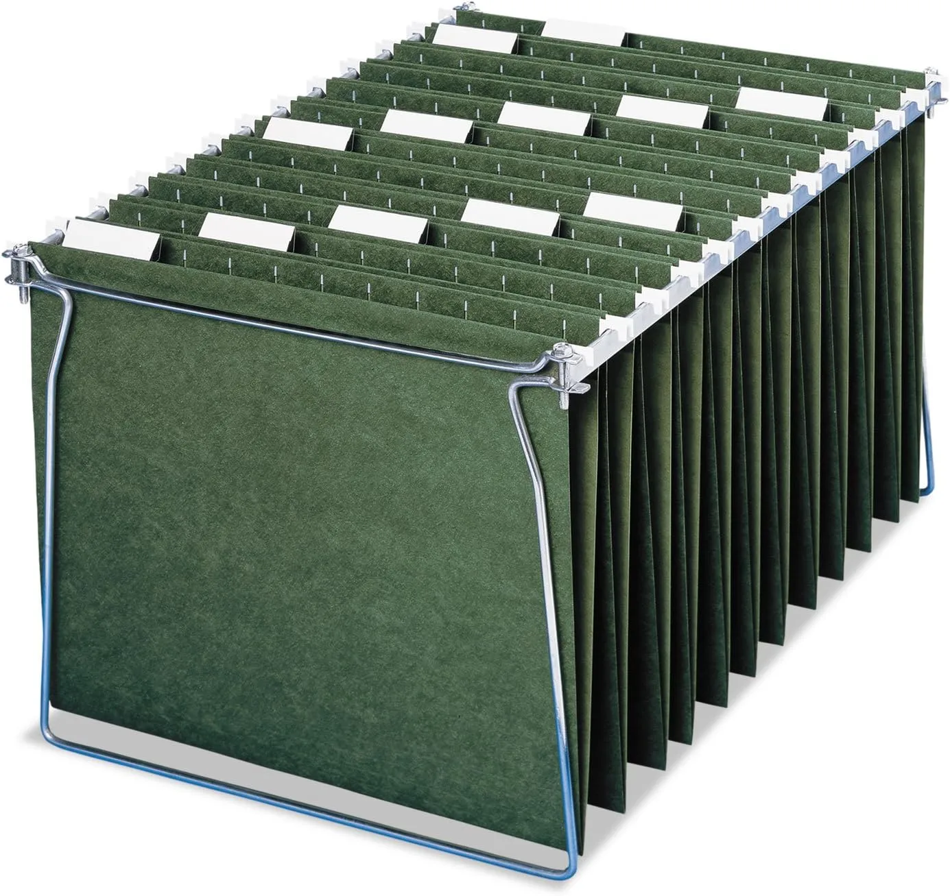 Smead 100% Recycled Hanging File Folder with Tab, 1/5-Cut Adjustable Tab, Letter Size, Standard Green, 25 per Box (65001)